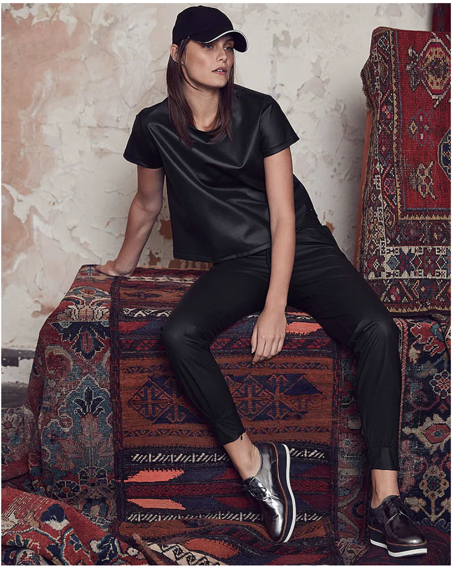🏆 $170 XS Sweaty Betty Joggers Danca LeatherLook Sweat Pants - photo 3