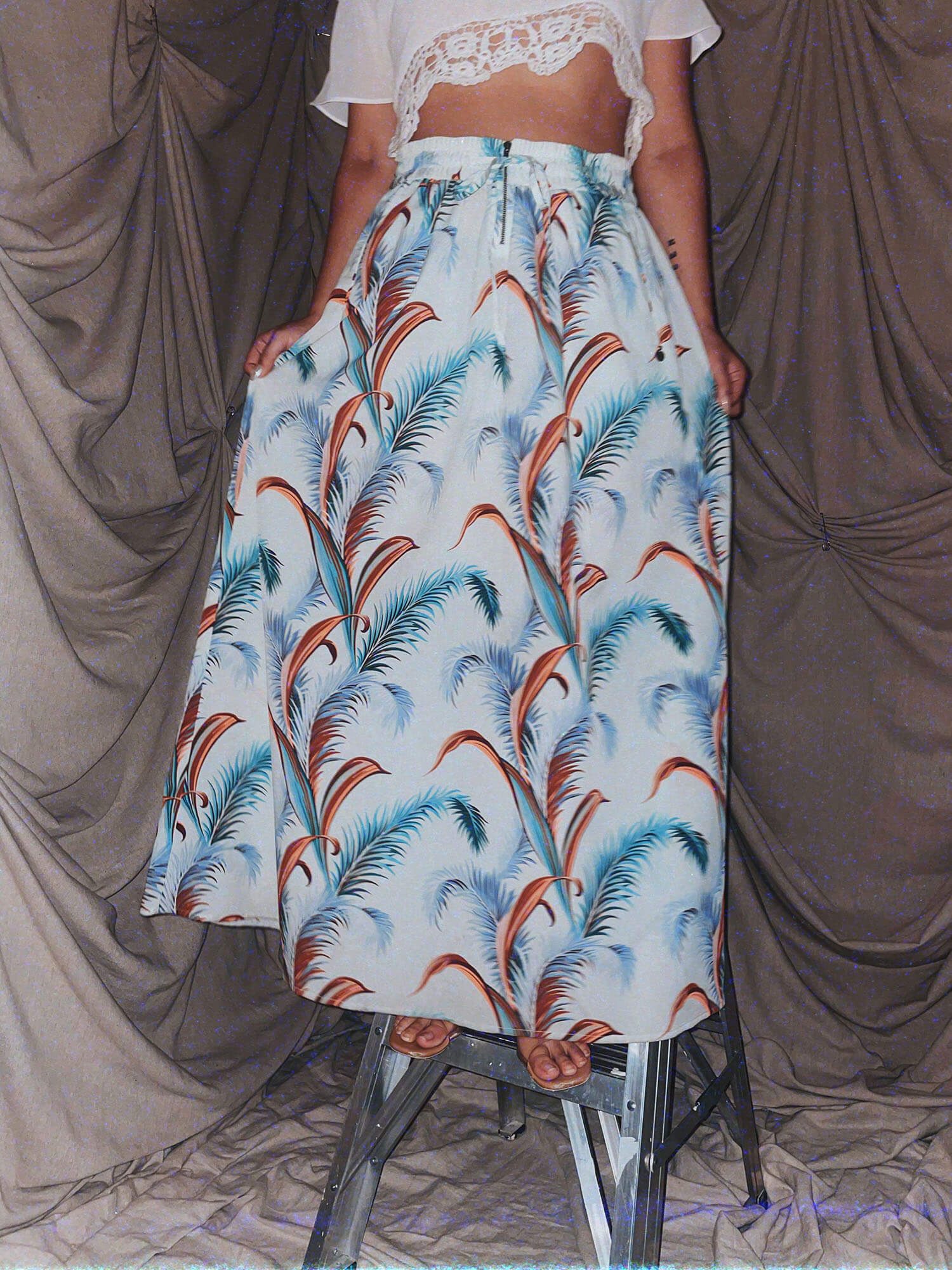 long maxi high waist miami palm skirt with pockets - photo 3