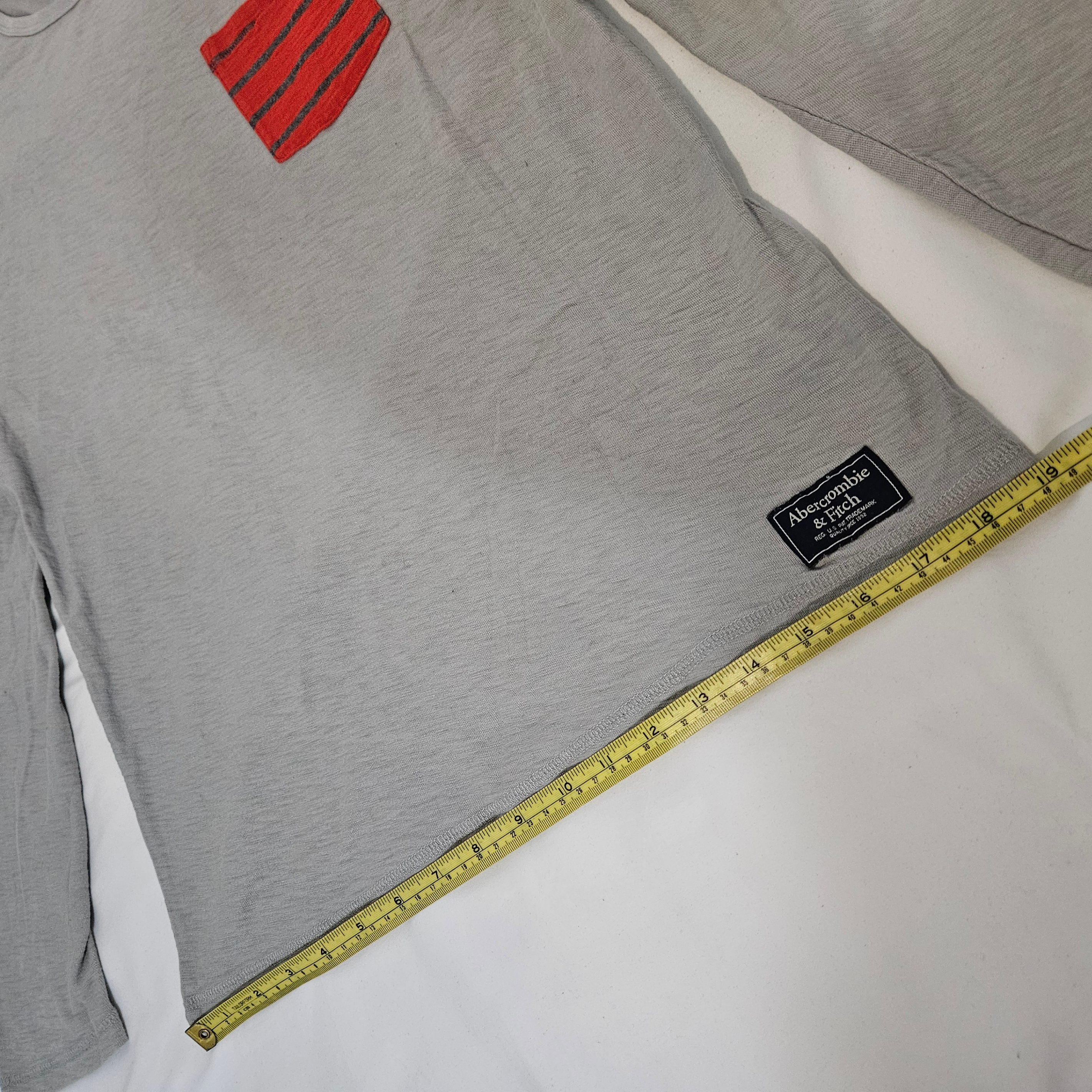 Abercrombie & Fitch - Long-Sleeve Striped Pocket Tee Grey M 🏆 - photo 5