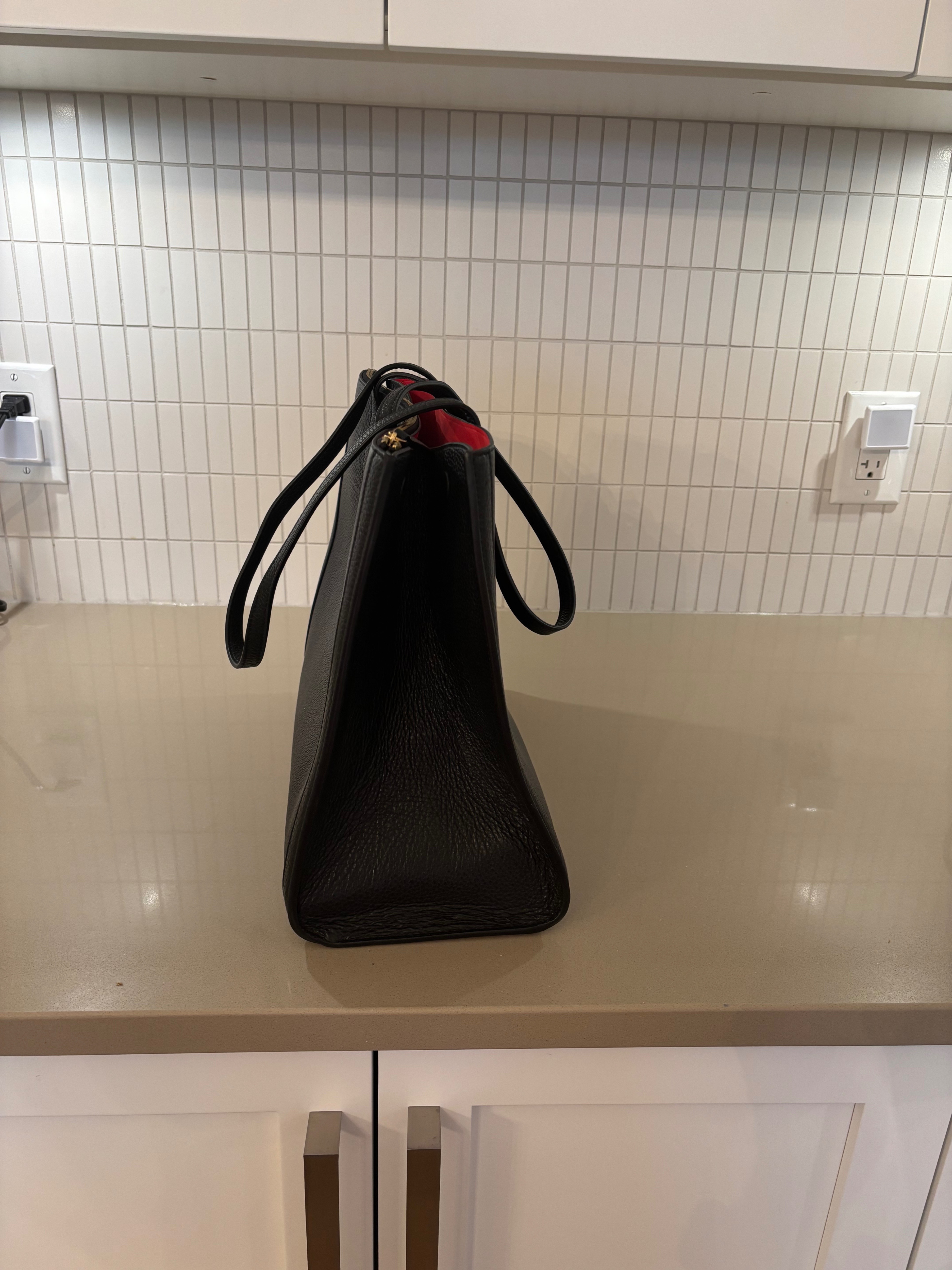 large black leather tote, bag,purse - photo 3