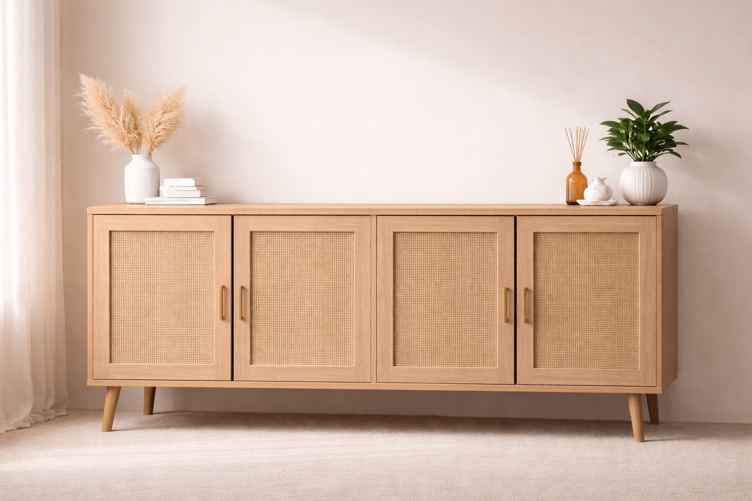 Brand New Rattan Oak Cabinet Still In Box - photo 2