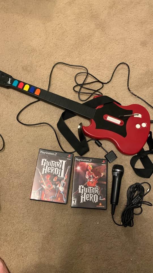 Guitar Hero Guitar, Games, and Microphone for PlayStation 2