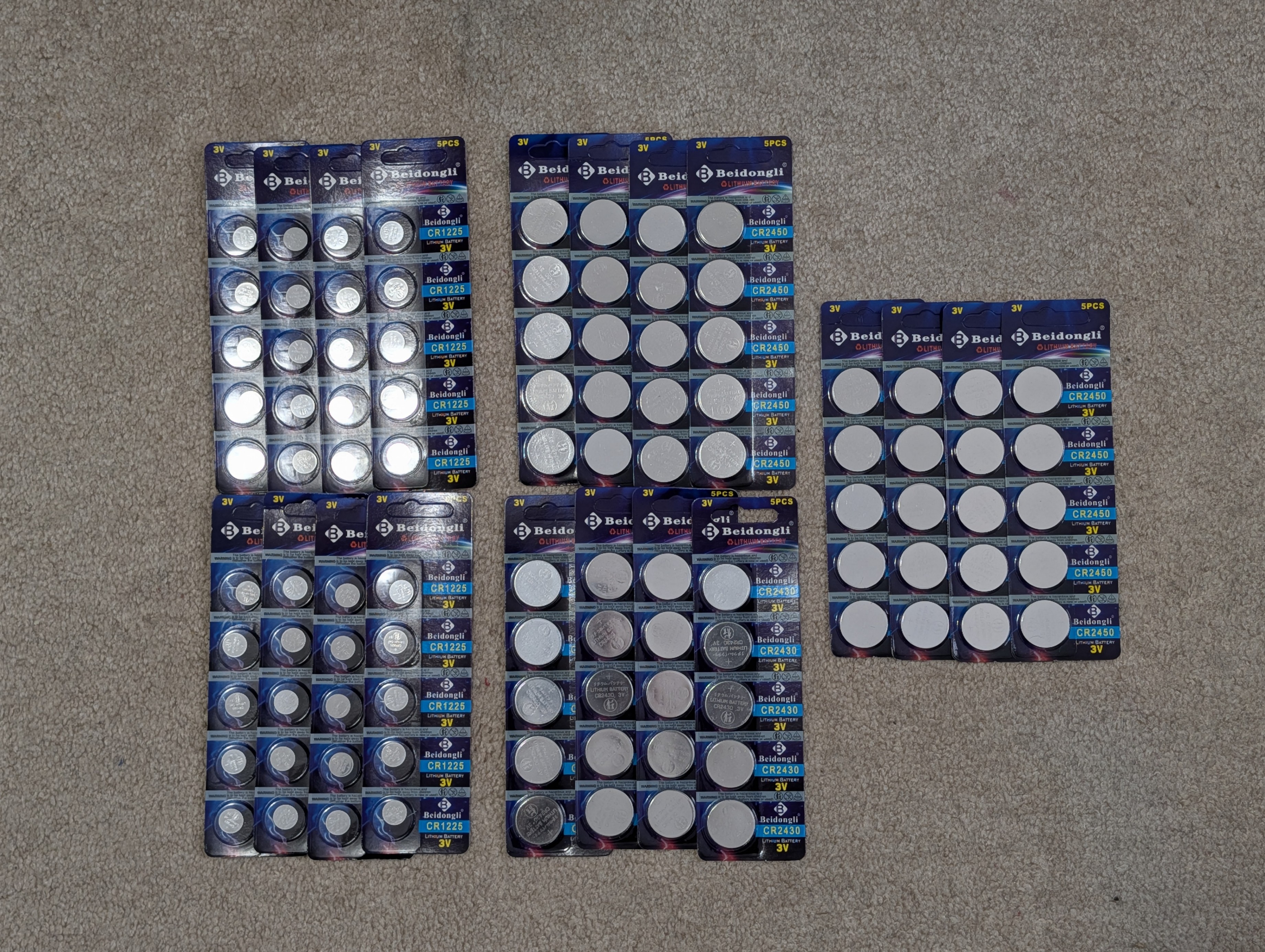 CR2450 CR2430 CR1225 Lithium 3V Coin Battery Bundle