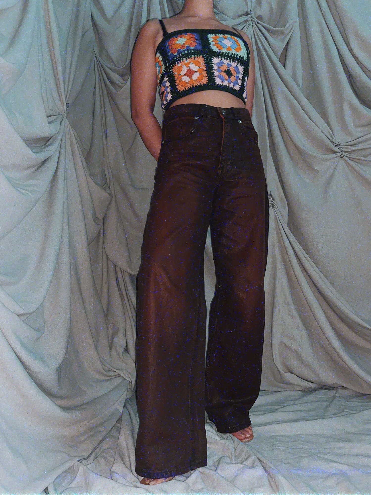 brown high waist boyfriend jeans wide leg - photo 3