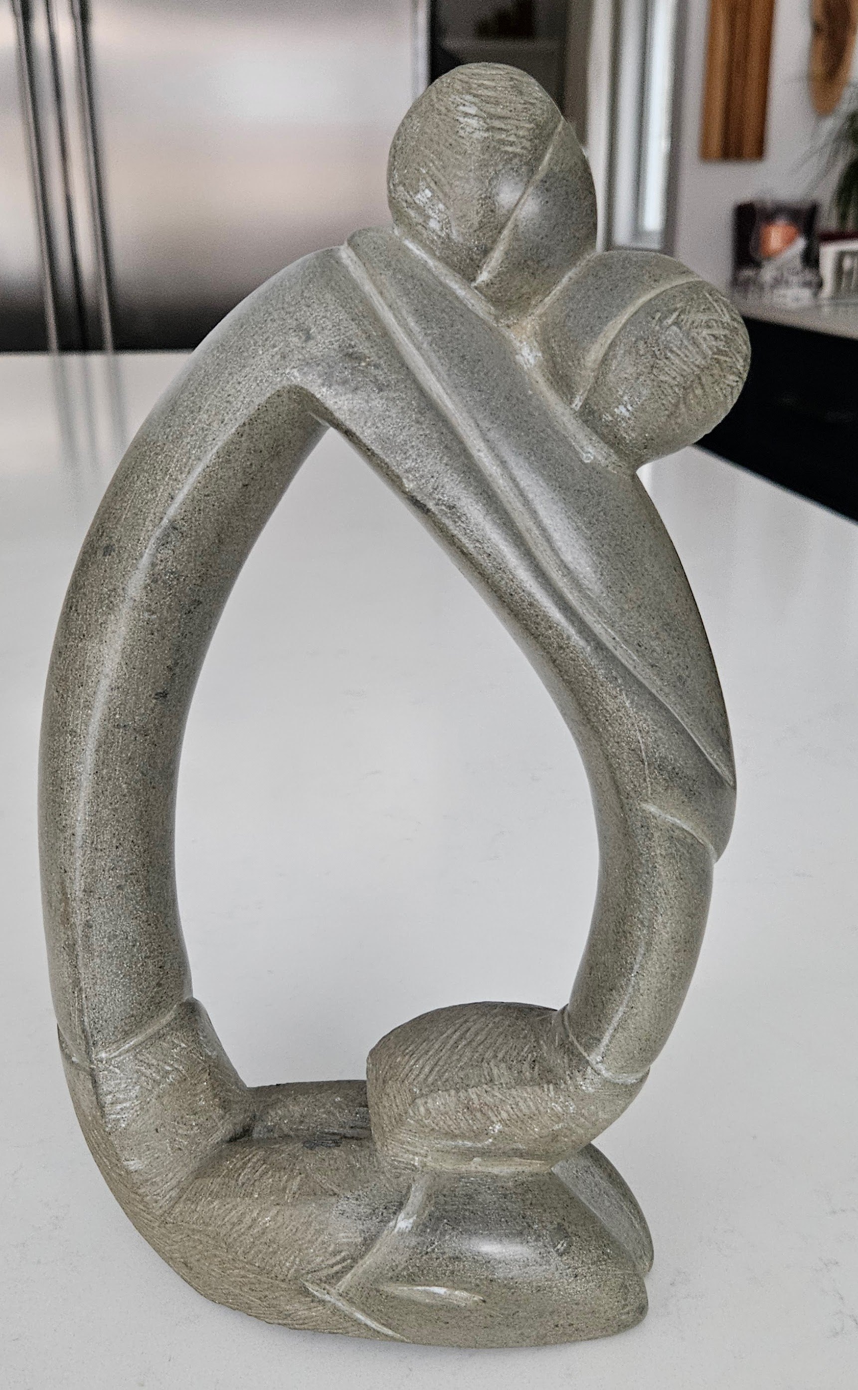 Stone Inuit Mother and Child Sculpture
