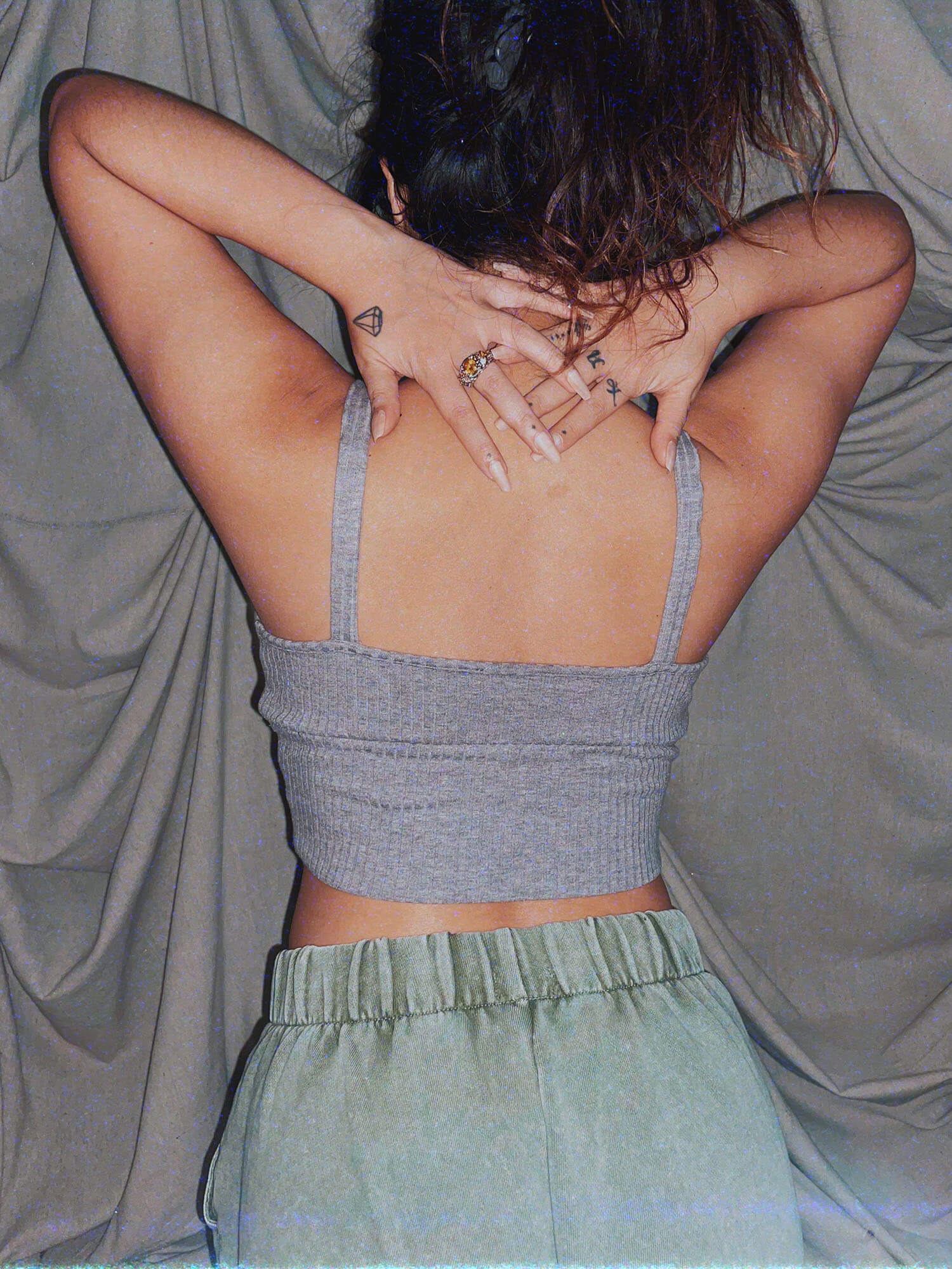 faded lilac purple knit crop top tank - photo 4
