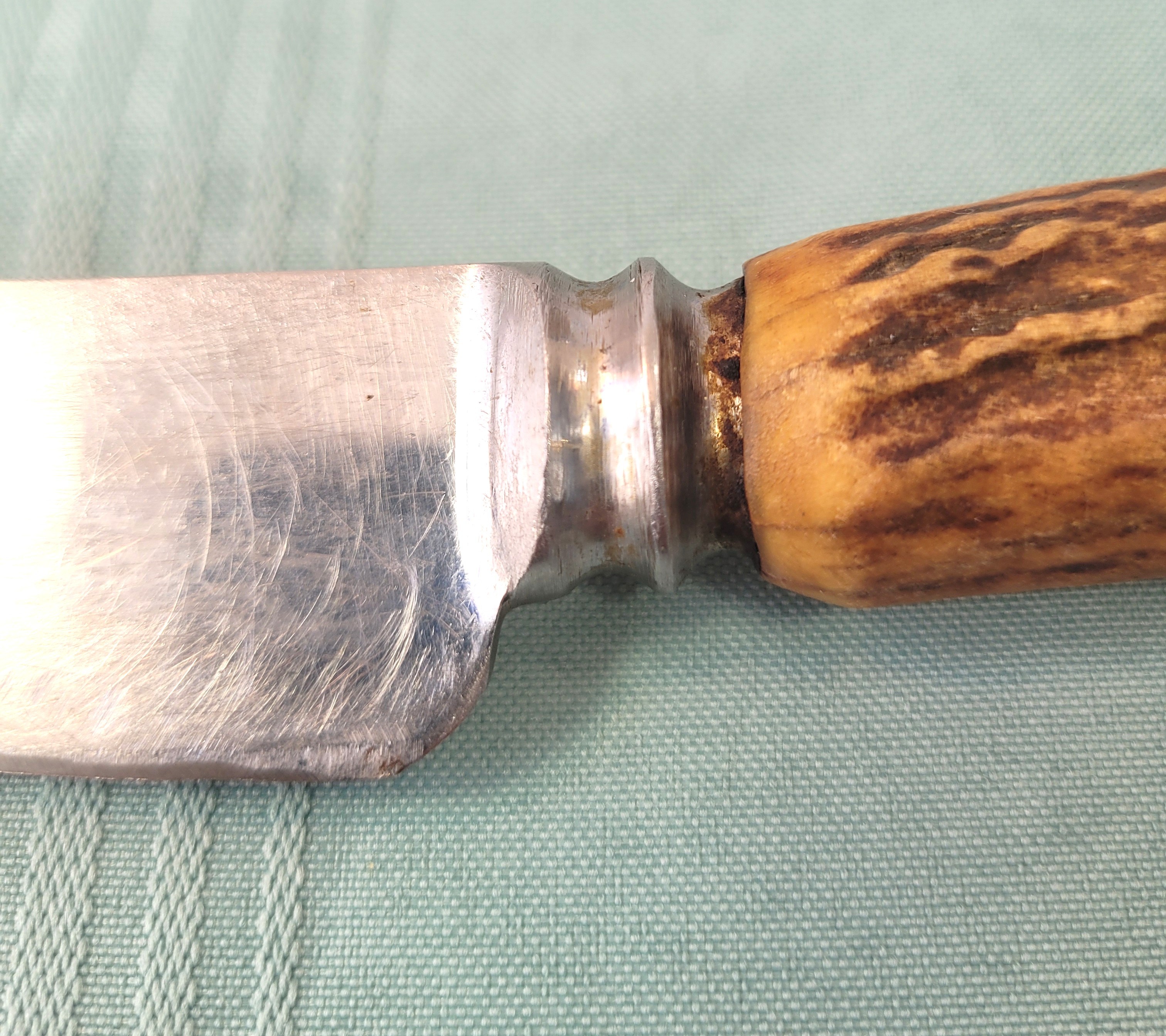 Antique Sheffield Carving Knife: 1920s Stag Handle Antler - photo 5