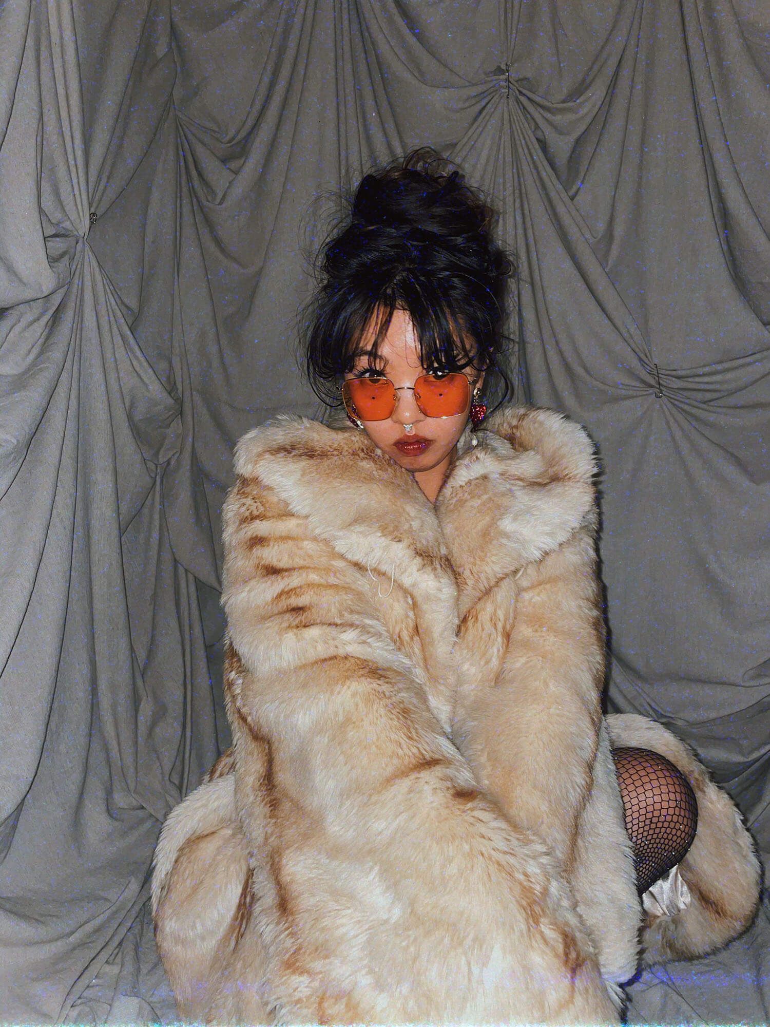 yellow bear faux fur oversized coat - photo 2