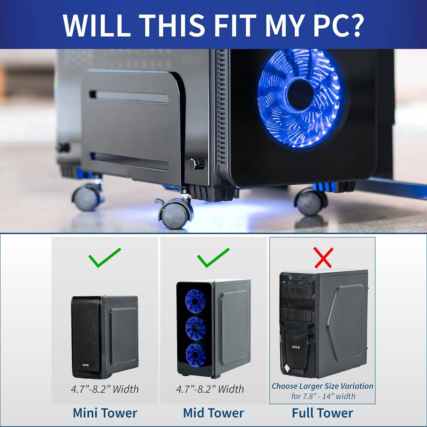 VIVO Black Rolling Computer Tower Cart - photo 4
