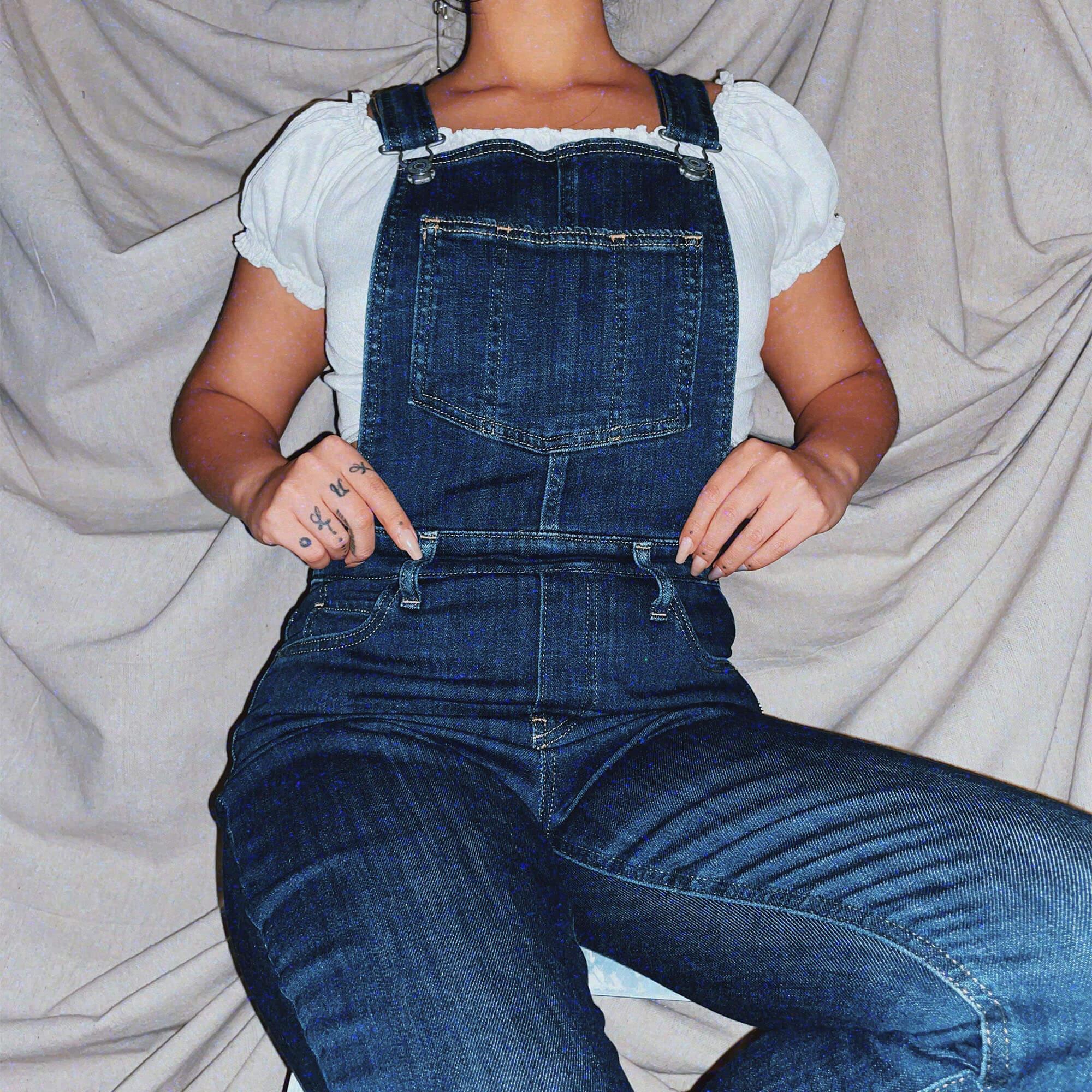 classic blue denim overalls