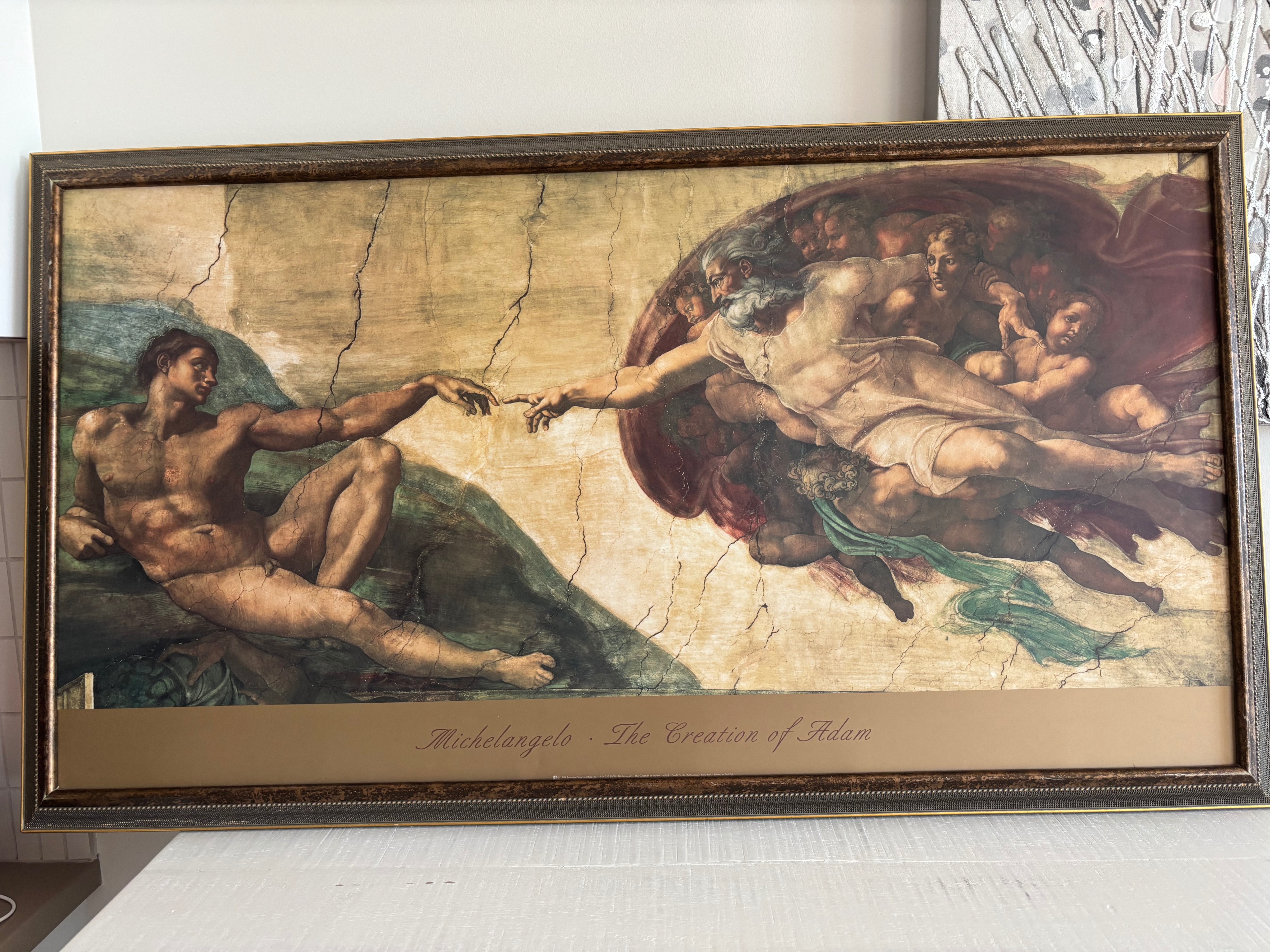 Michelangelo- the creation of Adam.Framed picture wall art