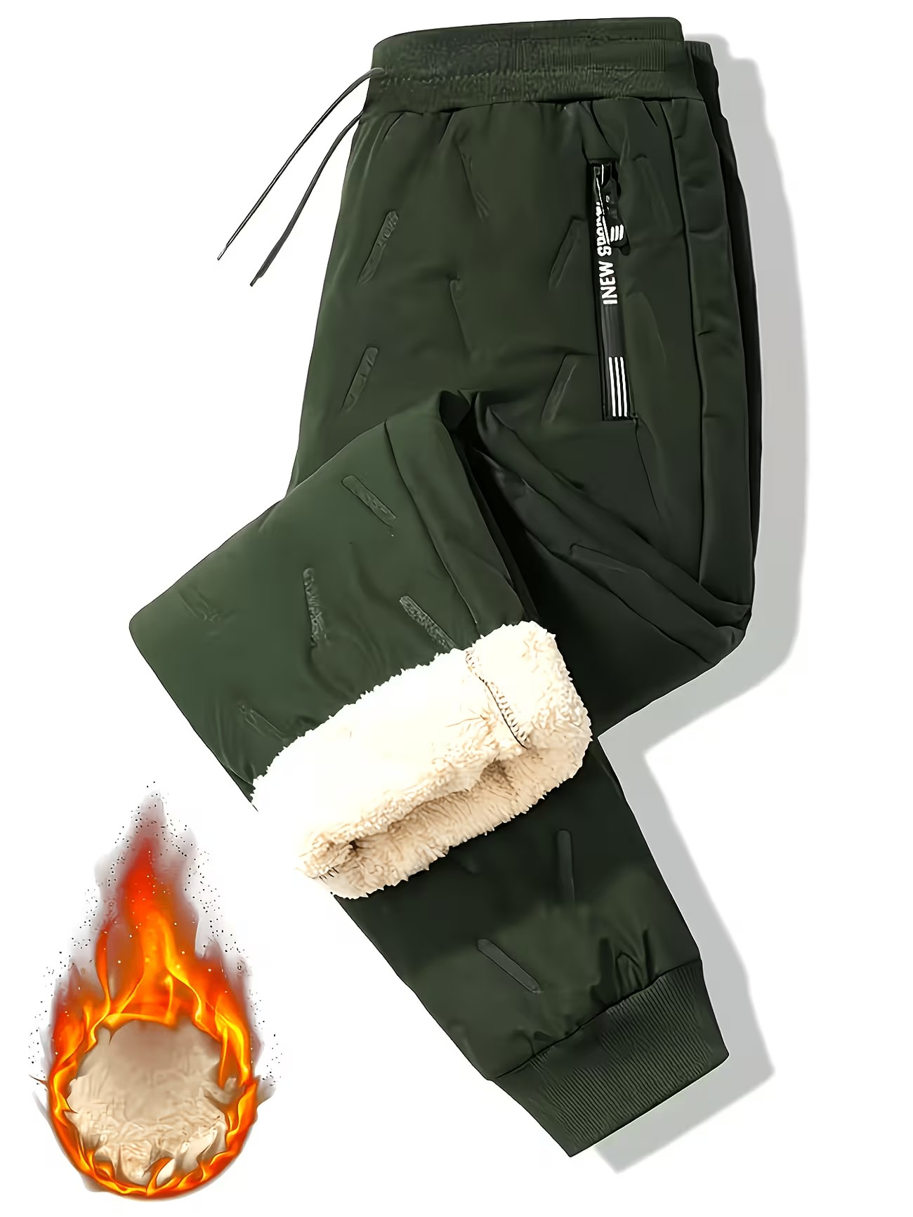 Men'S Thickened Fleece-Lined Jogger Pants for Winter - photo 2