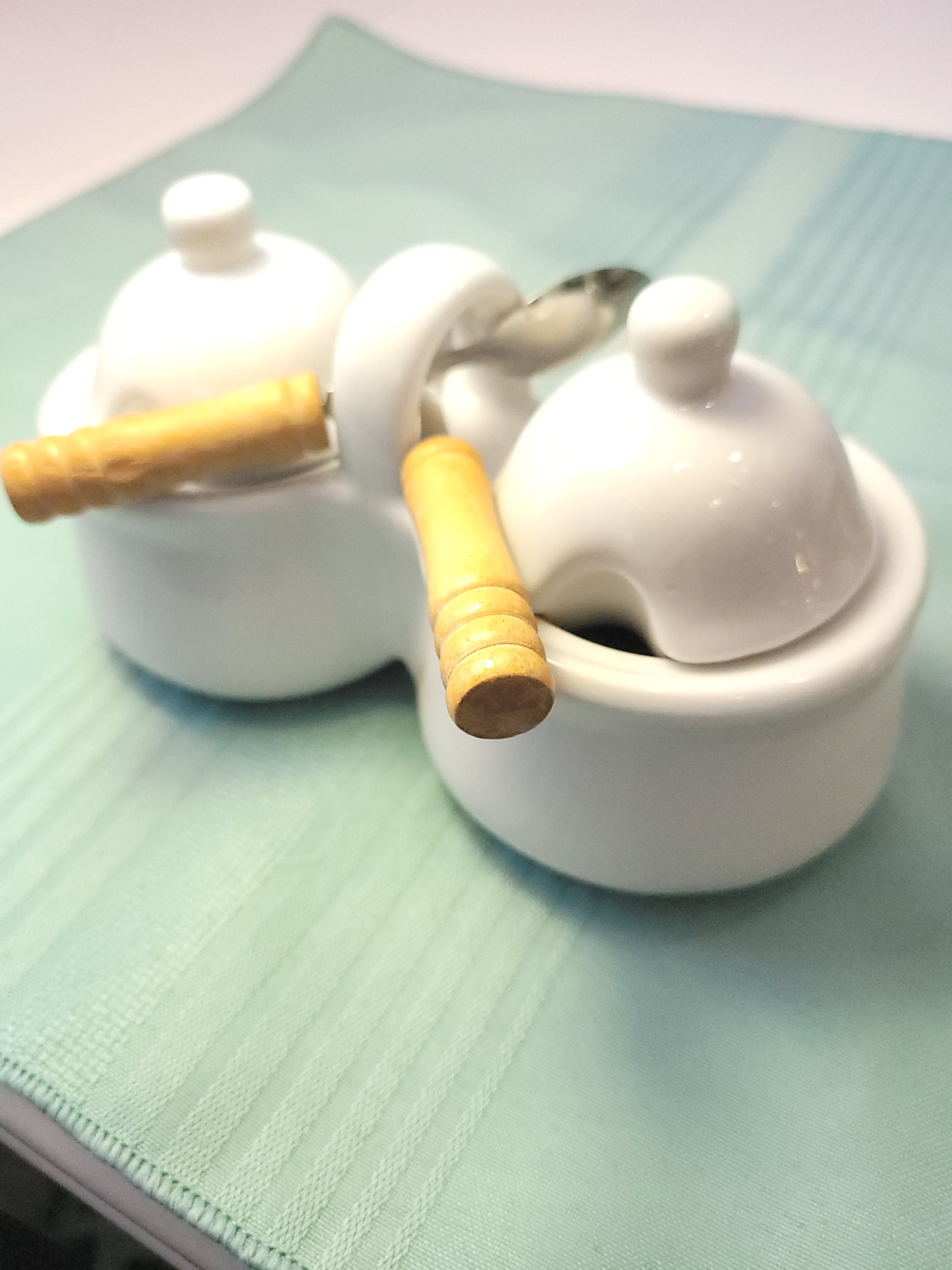 Vtg 1998 Houston Harvest White Ceramic Double Condiment - photo 2