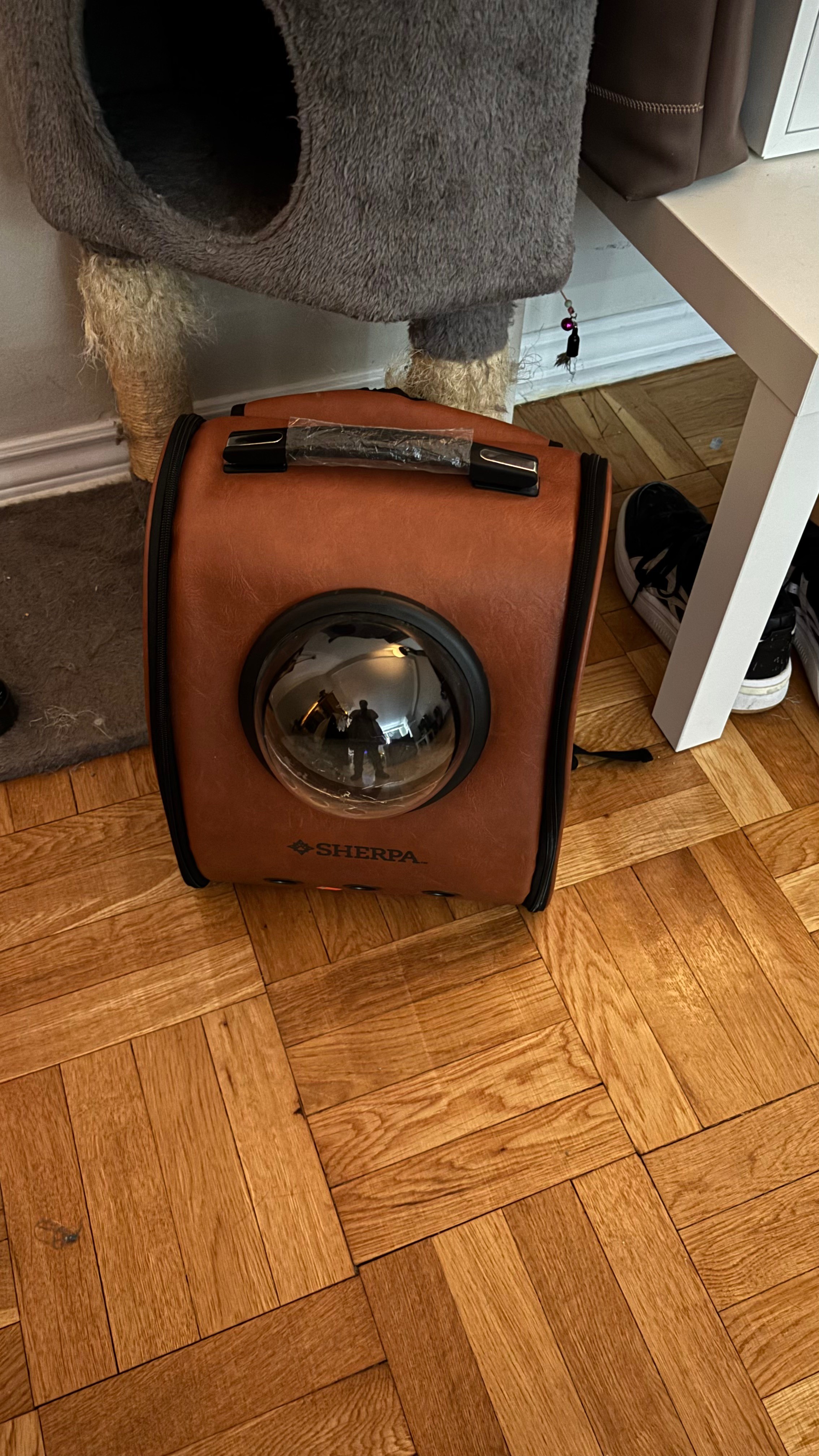 Sherpa Pet Carrier Backpack - Brown Faux Leather - photo 3
