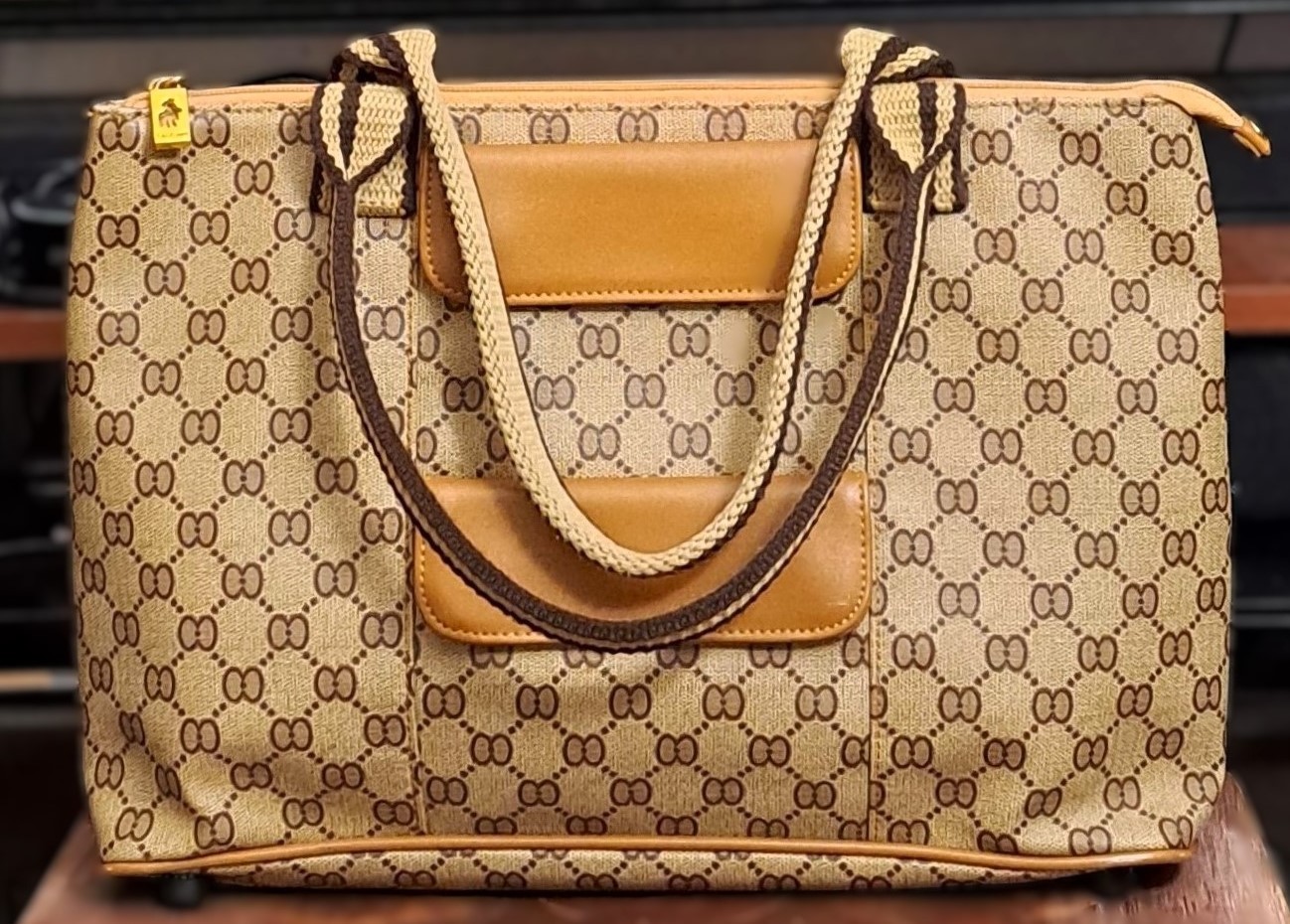 "TMC IN STYLE" Vintage-Inspired Monogram Tote Bag Like New