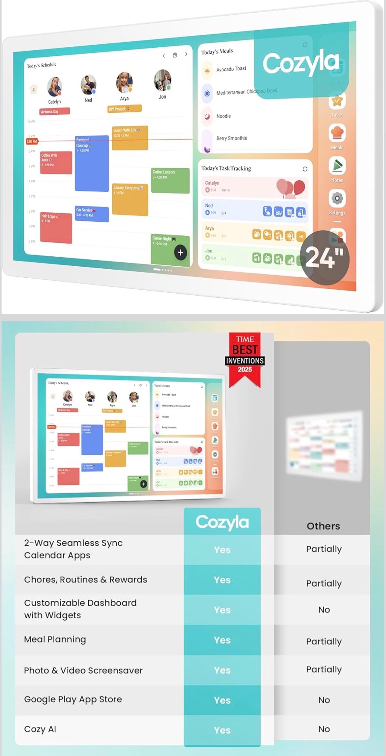 Digital Smart Calendar+2: Wall Planner/Touch Chores Chart 24inch - photo 3