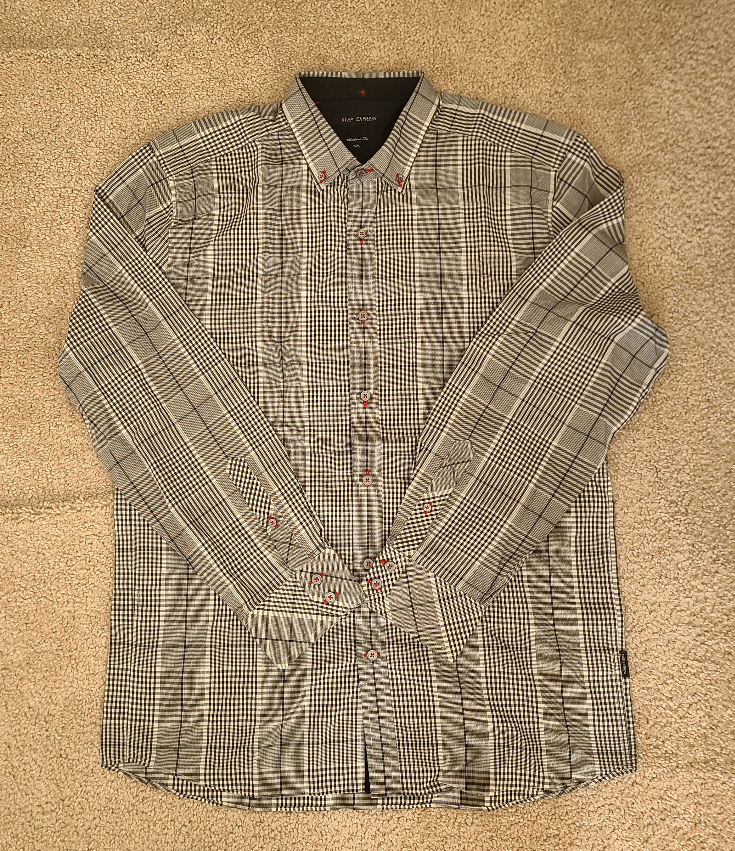 Men's long sleeves shirt - patchwork plaid, Size XXL