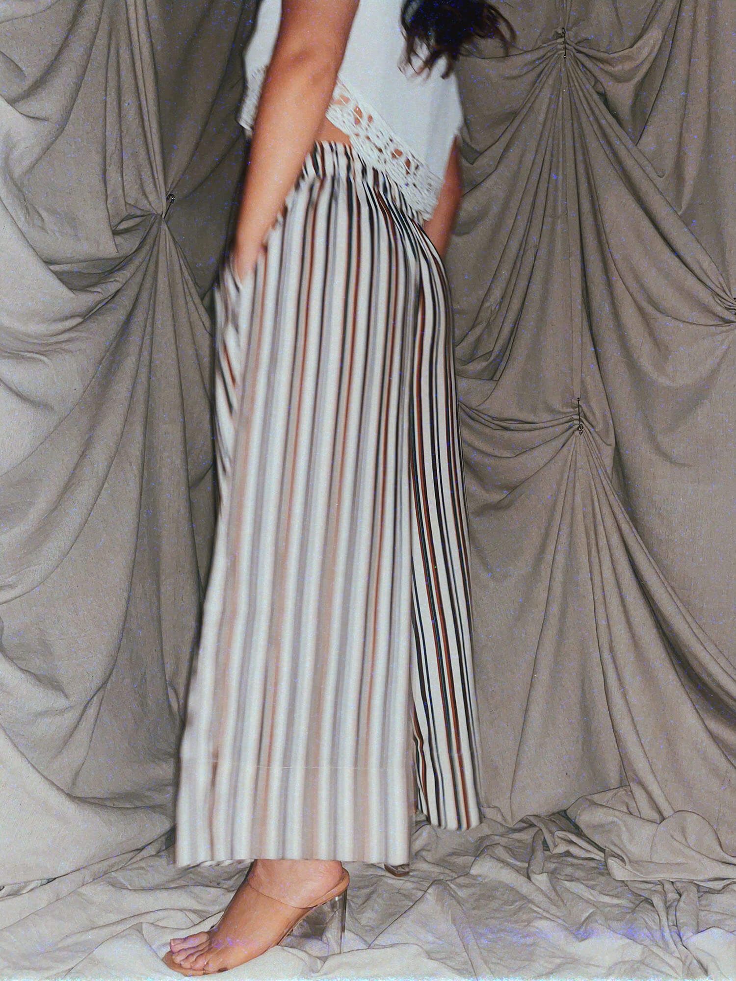 white brown summer stripe pants ★ trousers - photo 4