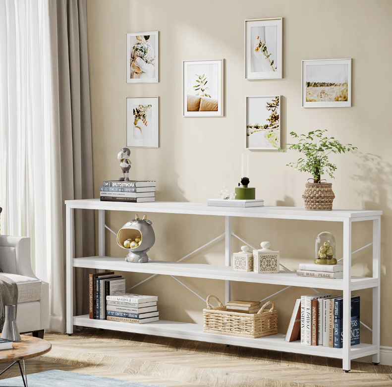 White 70' Console Table with 3-Tier Shelf - New in box - photo 2