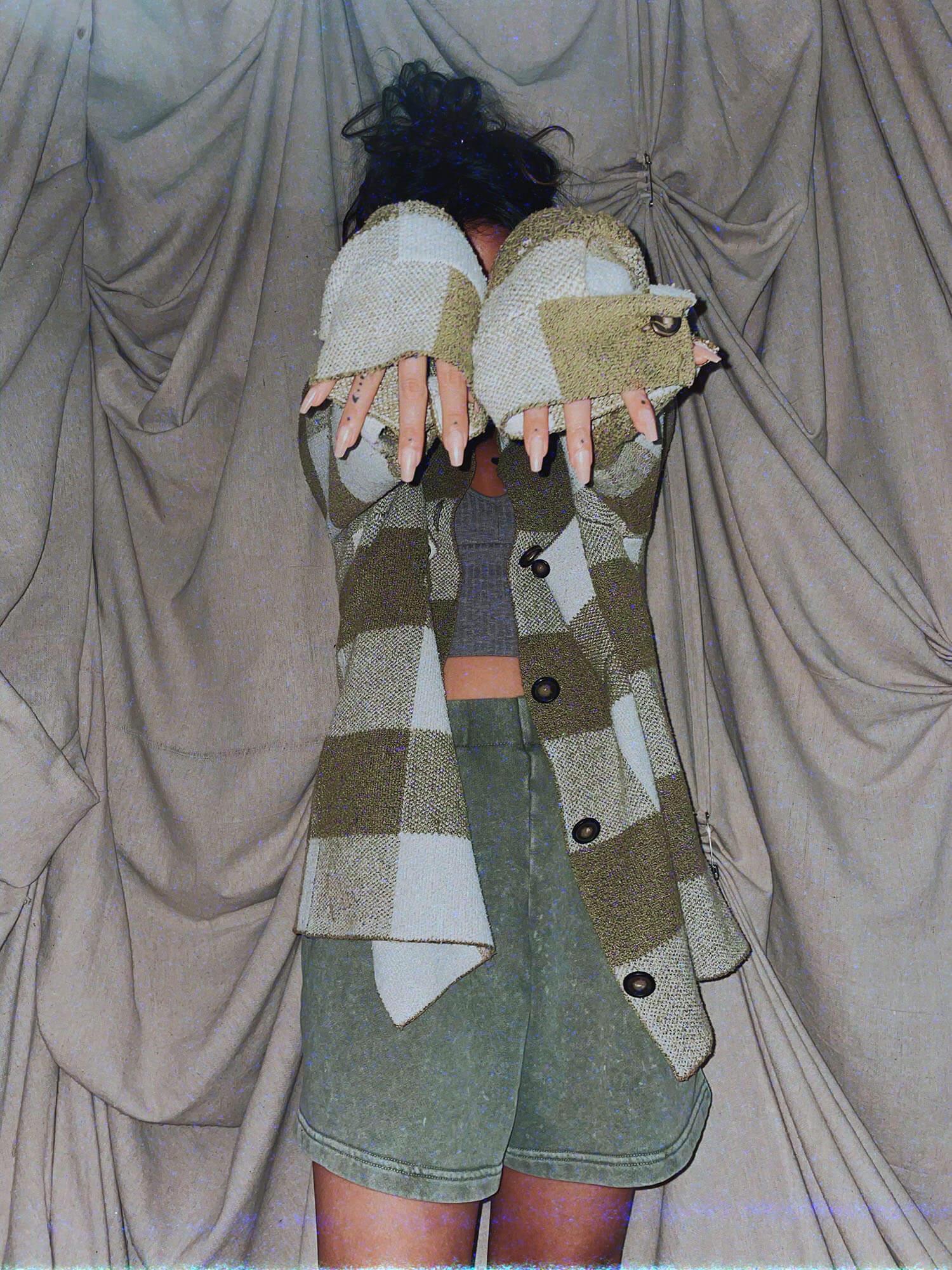 green acid wash soft high waist wide leg shorts - photo 3