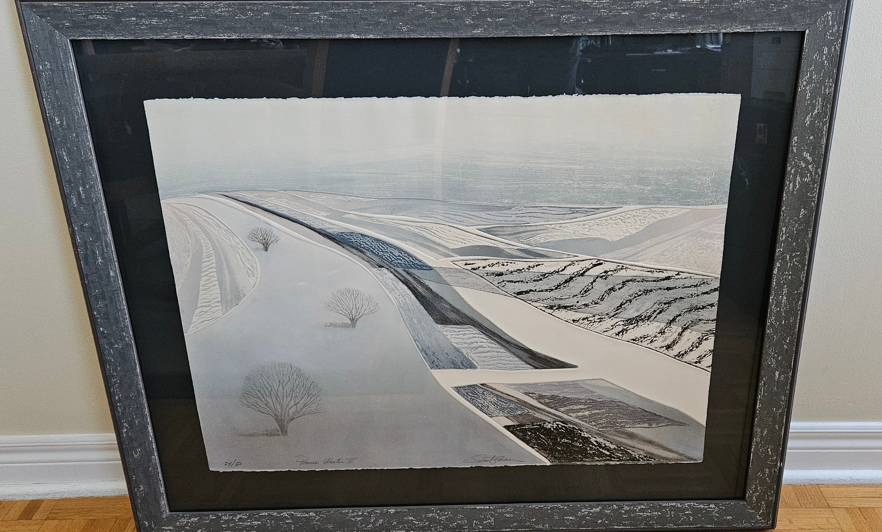 Vintage Original Collagraph Prairie Winter V by Roslyn Swartzman - photo 5