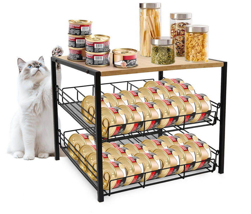 2-Tier Cat/Dog Food Can Storage – Slide System, Holds 48 Cans - photo 2
