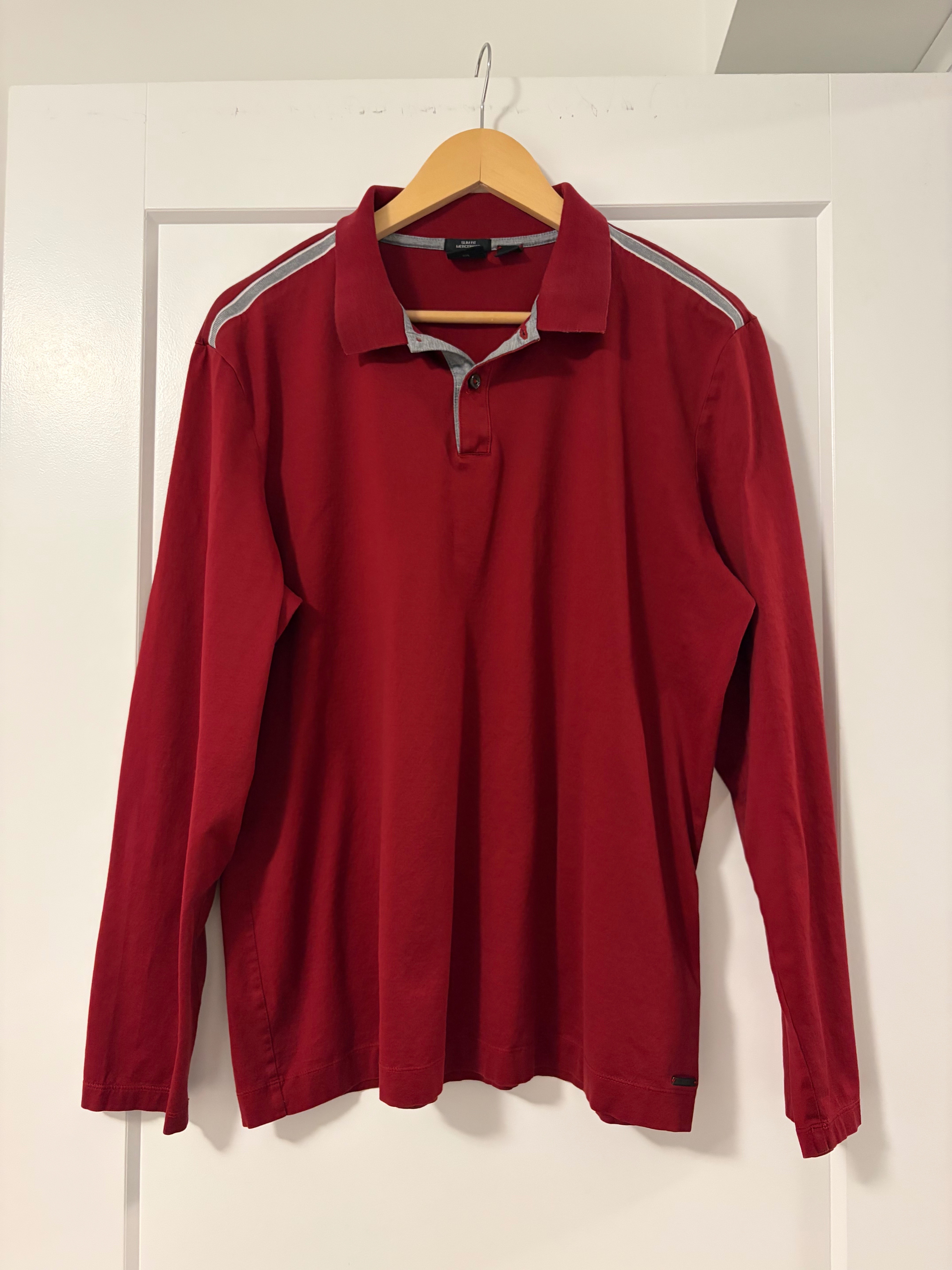 Boss Dark Red & Gray Polo Shirt – Size XXL