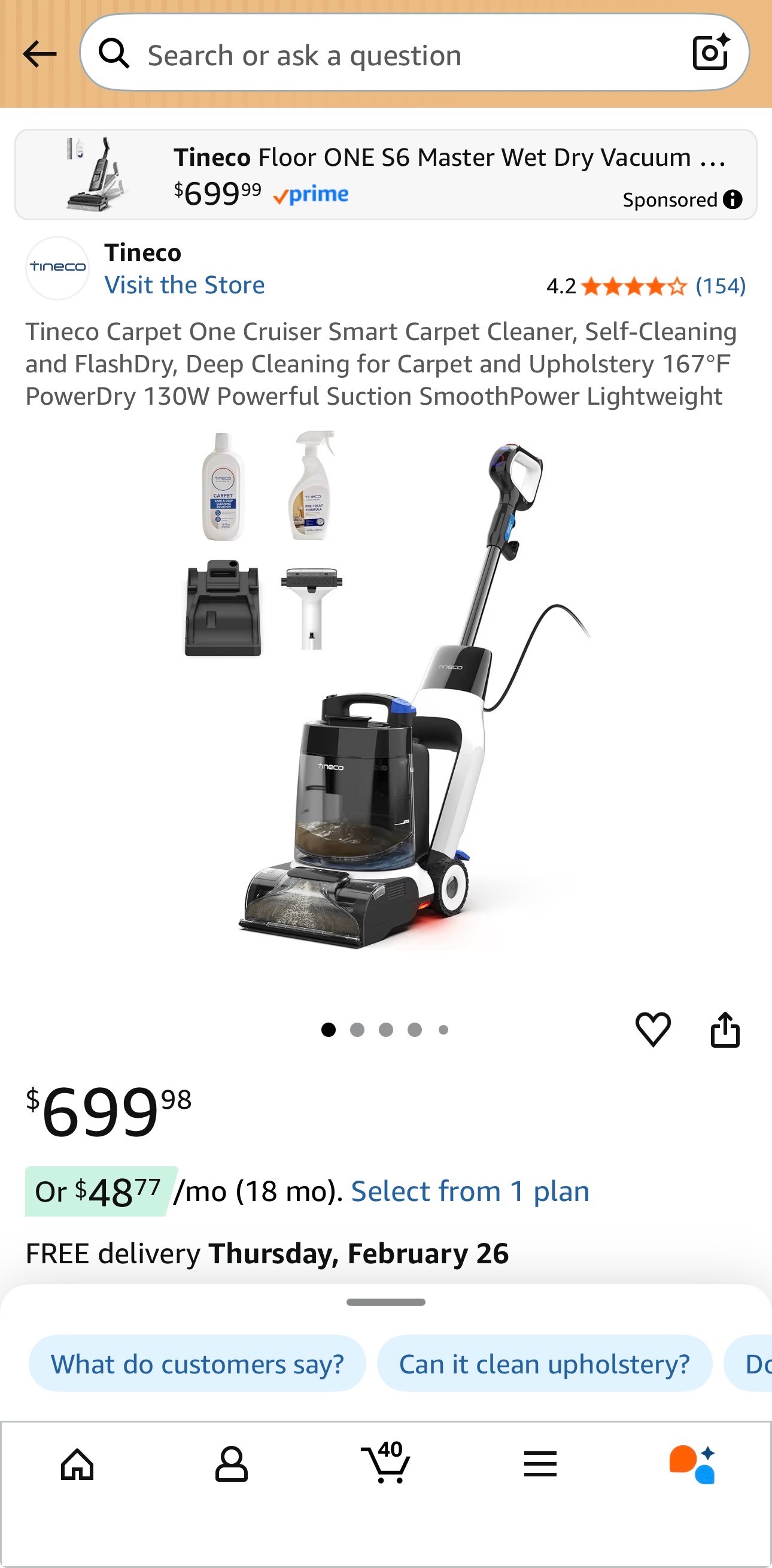 Smart & Deep Carpet Cleaner Self-Cleaning/167°F PowerDry