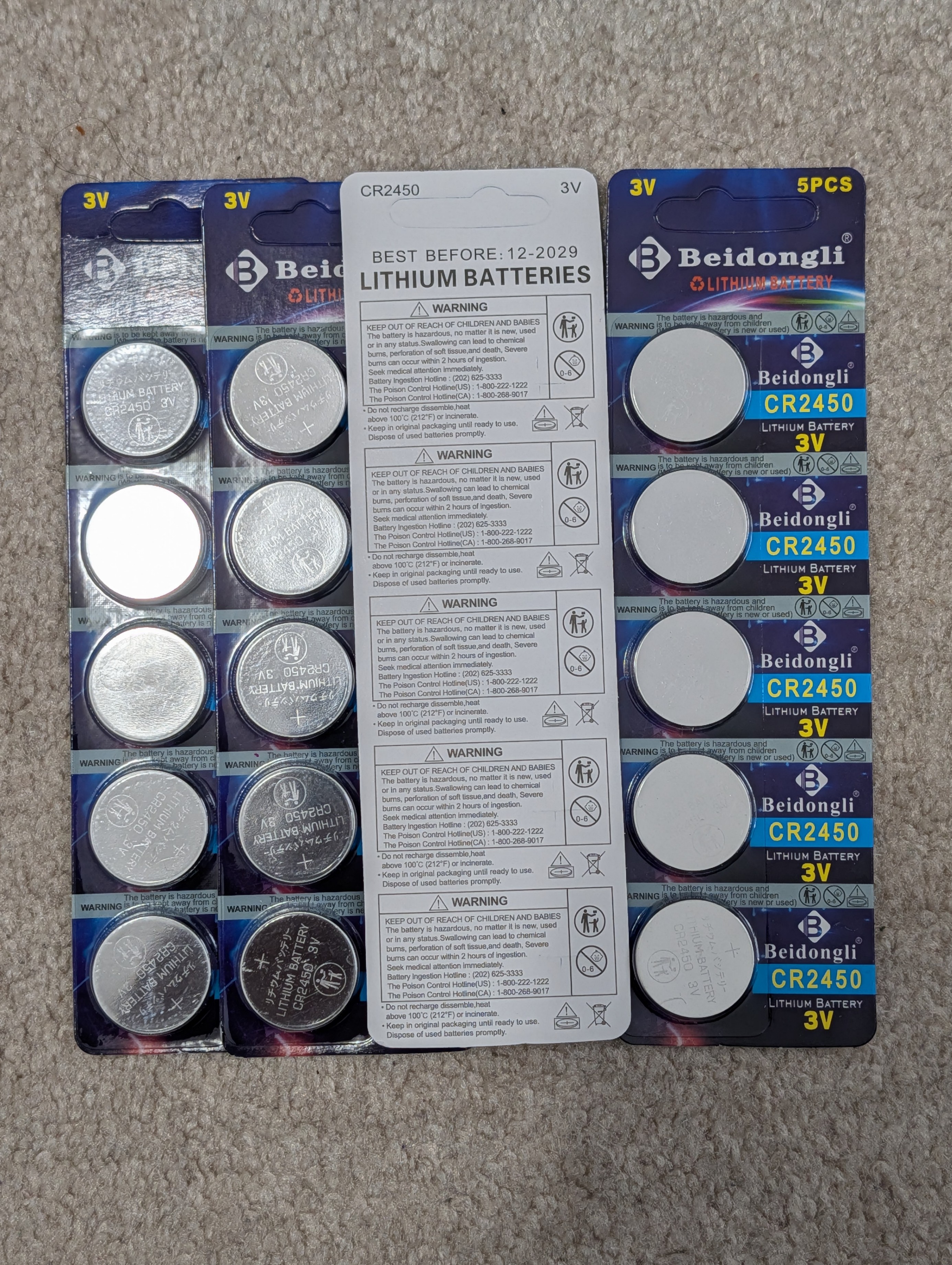 CR2450 CR2430 CR1225 Lithium 3V Coin Battery Bundle - photo 4