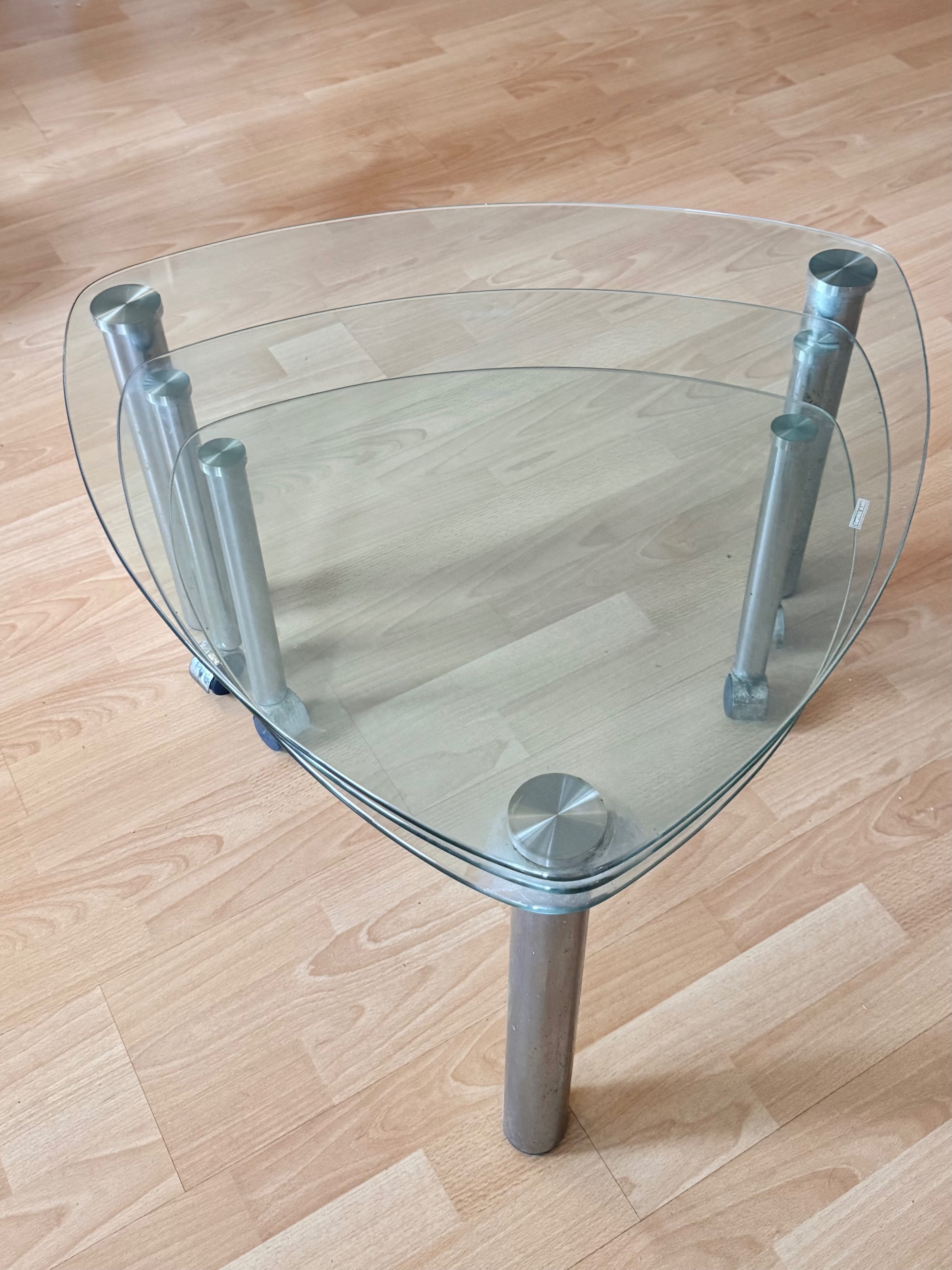 Modern Chrome Glass Top Expandable Coffee Table
