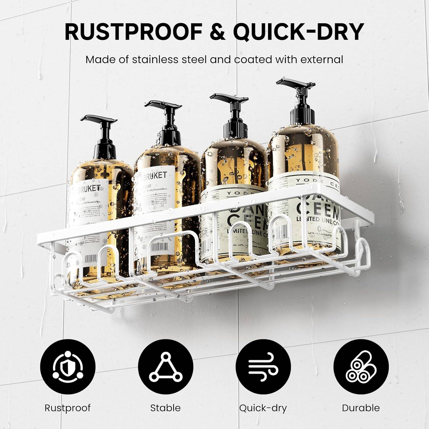 Shower Caddy Organizer – Rustproof No Drilling Required (3-Pack) - photo 2