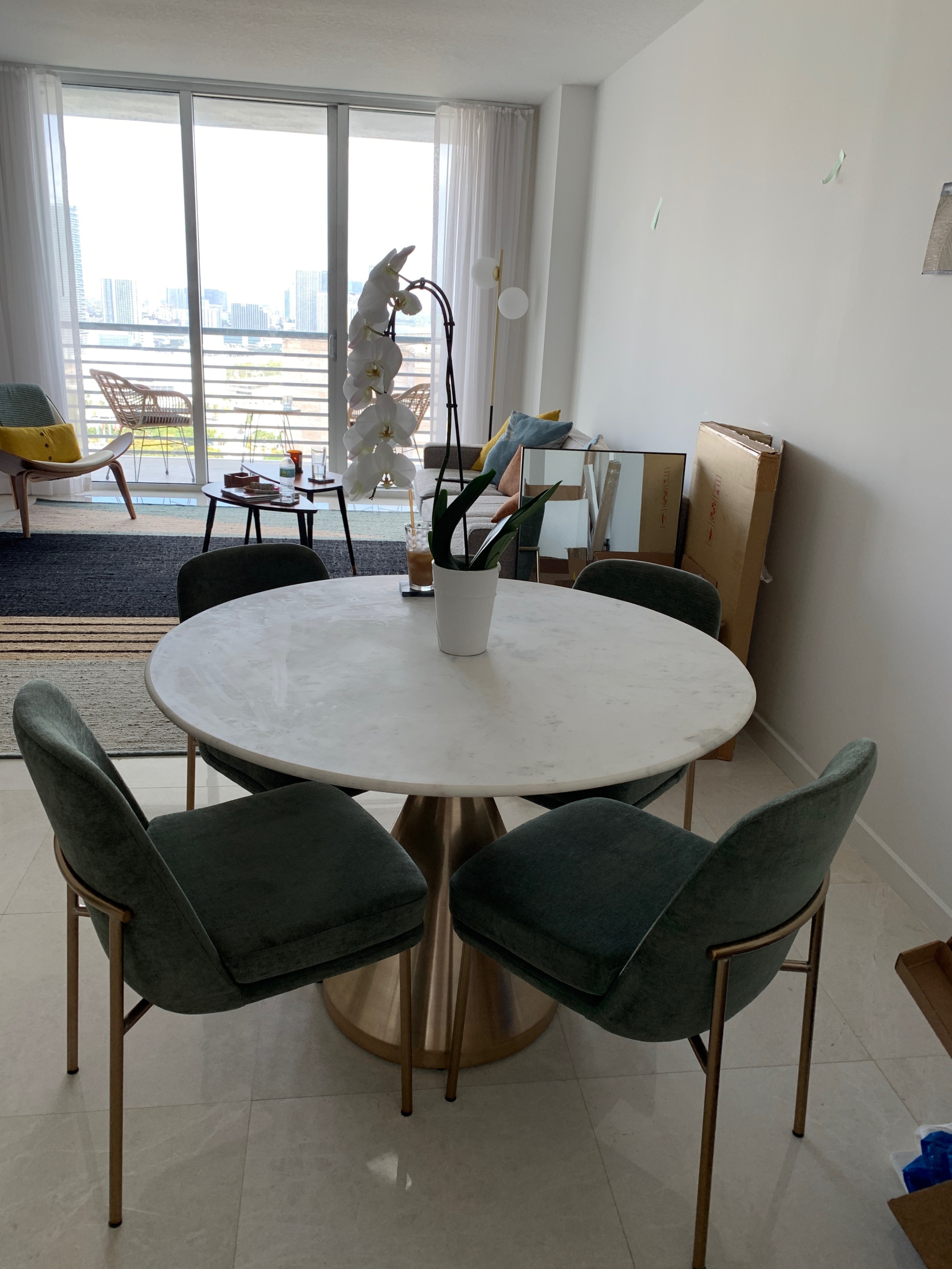 West Elm Pedestal 48" Marble Round Table