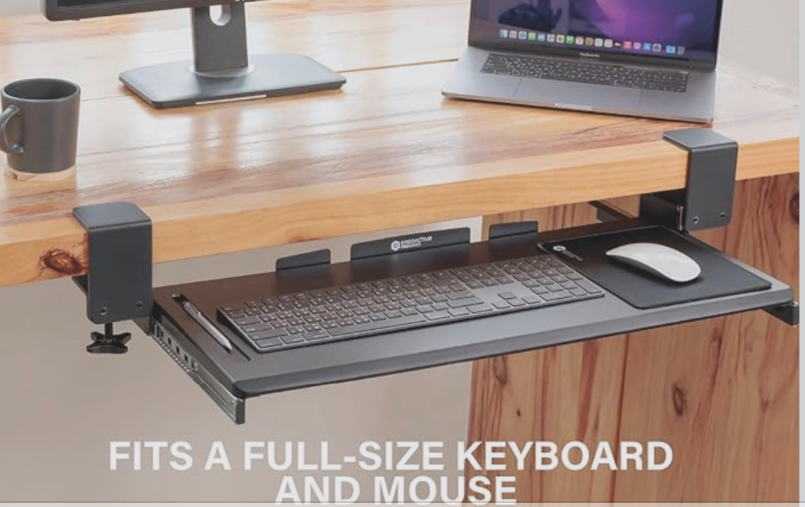 Under Desk Keyboard Tray, Clamp On Easy Install