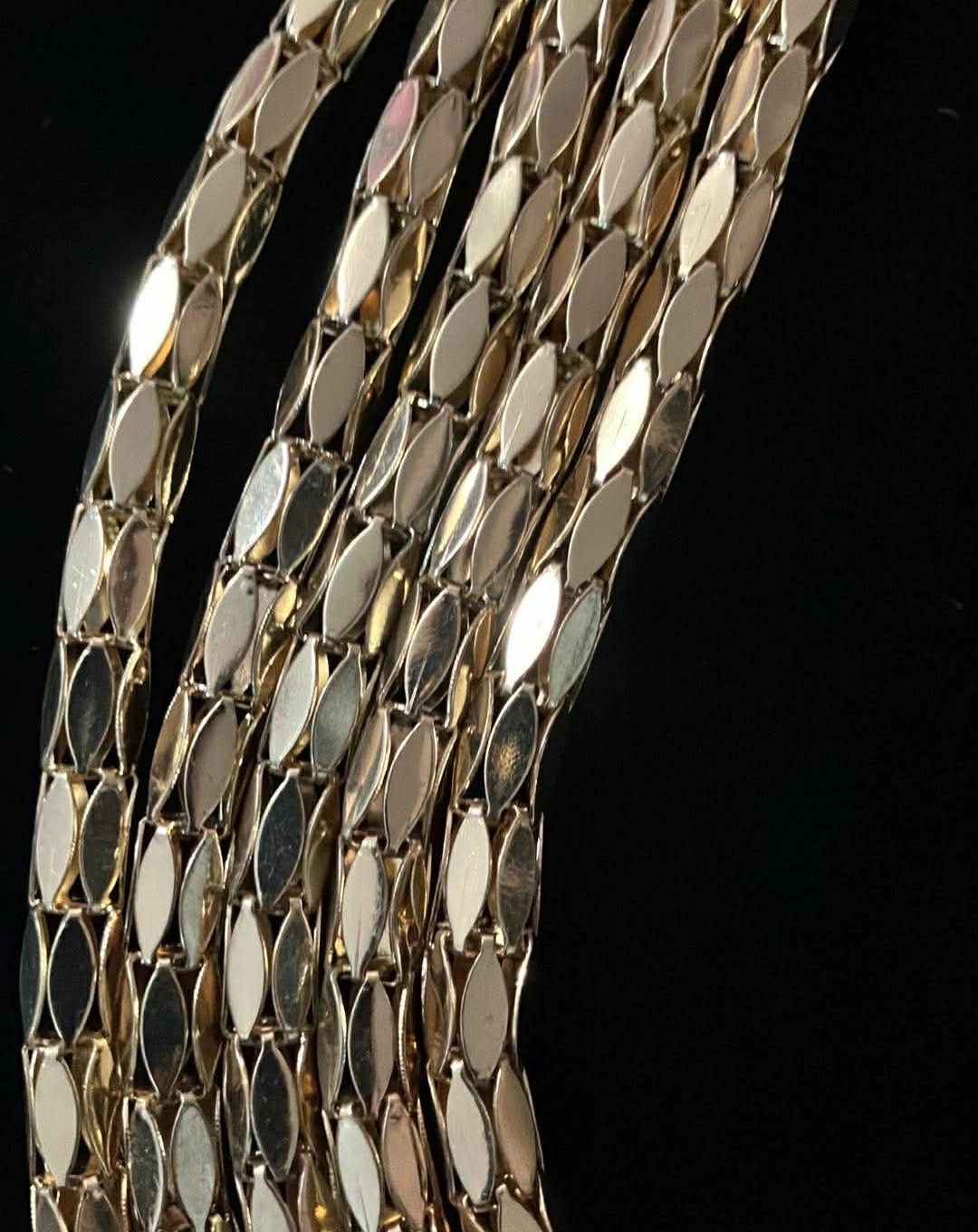 Multi Strand Choker Necklace Gold Tone Cone Shaped Beads - 16 " - photo 2