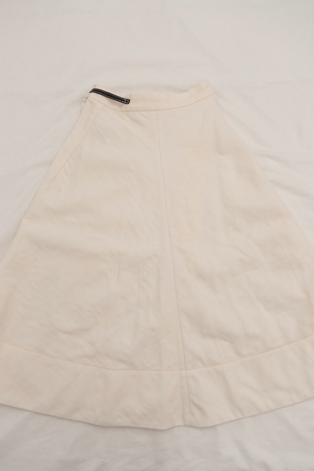 Celine by Phoebe Philo Cream A-Line Skirt w/ Leather Belt Detail - photo 2