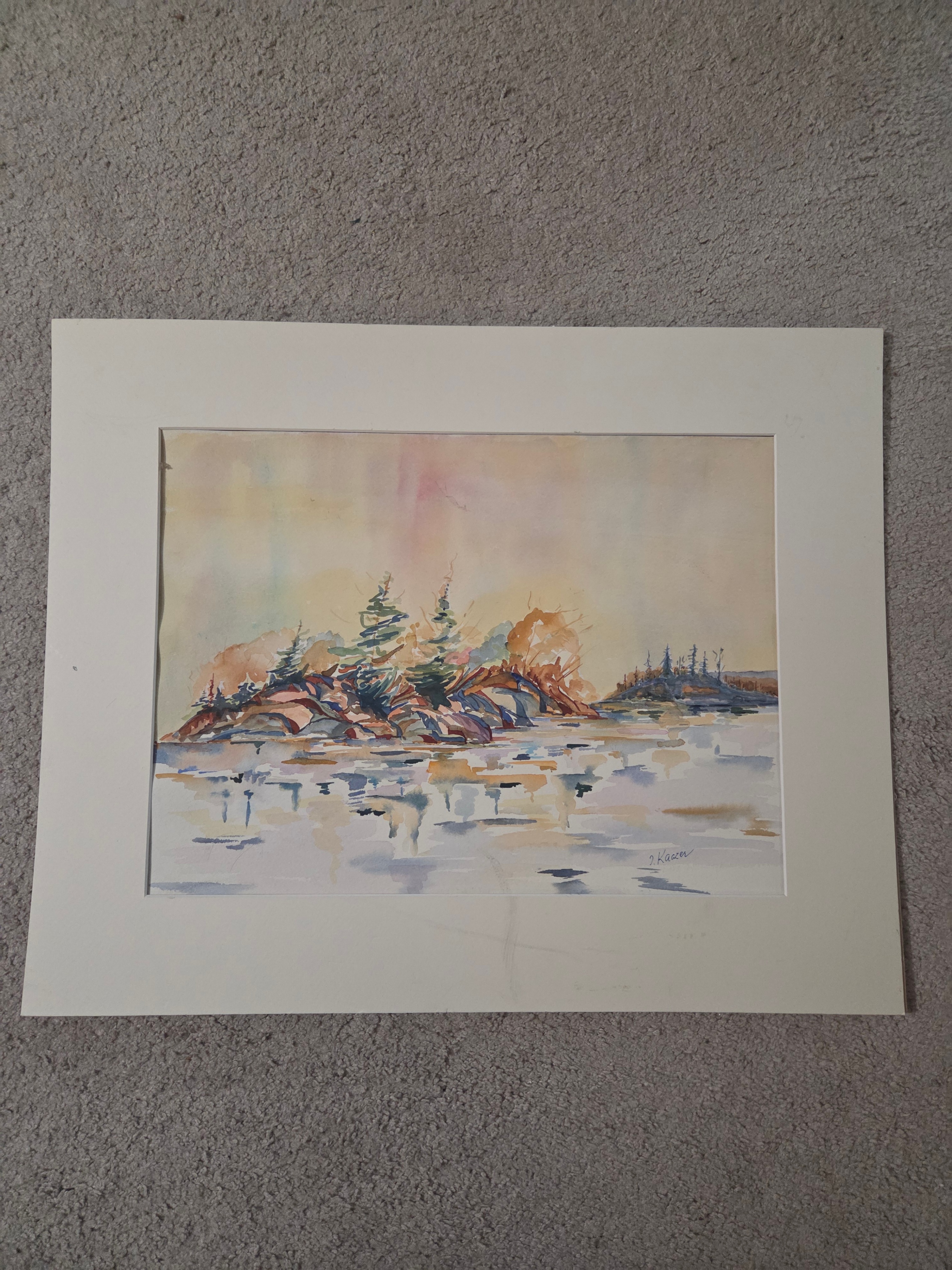 Vintage Abstract Watercolor Painting Signed Michael J. Kuczer