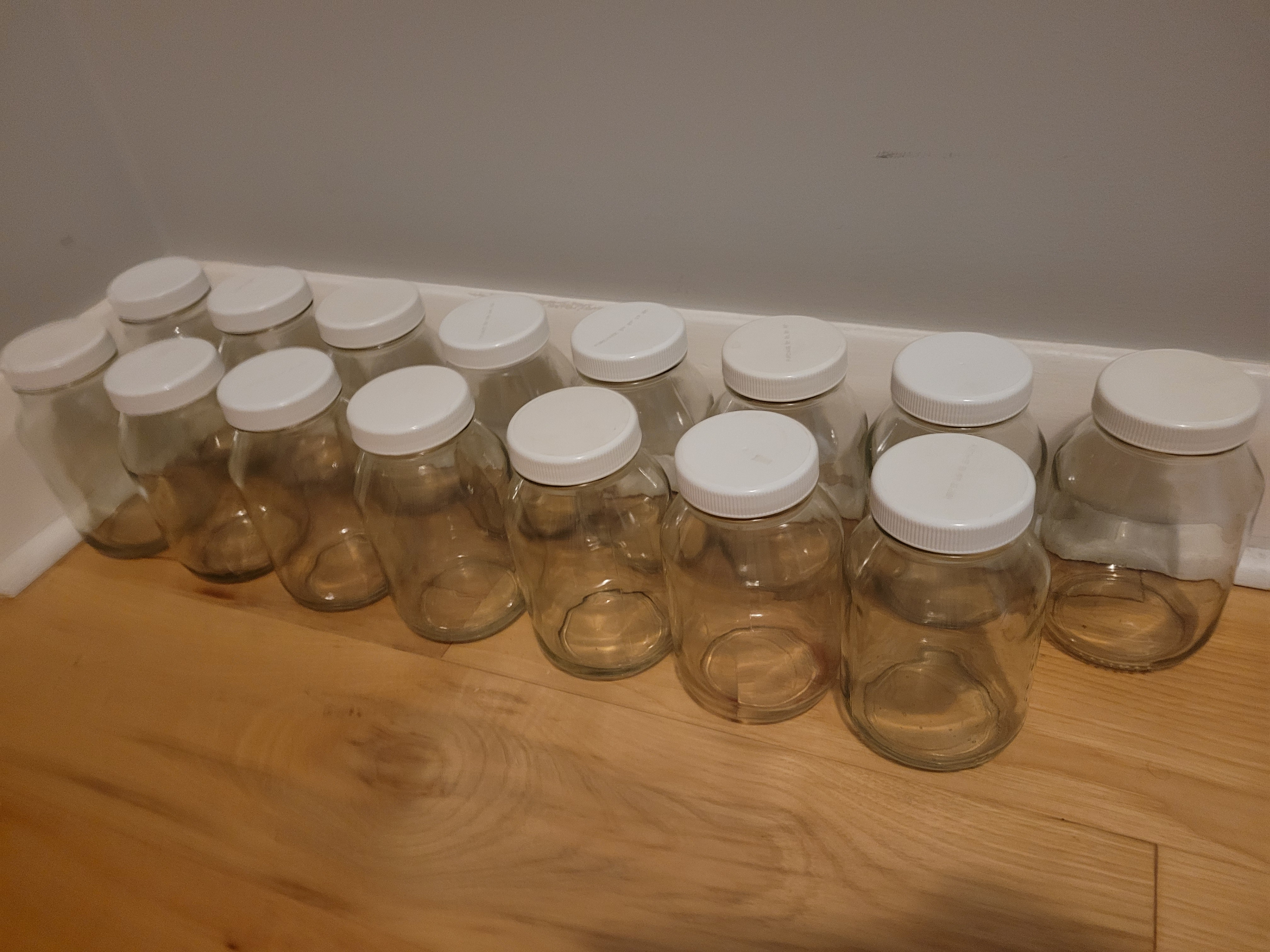 Set of 15 glass jars 6.5"