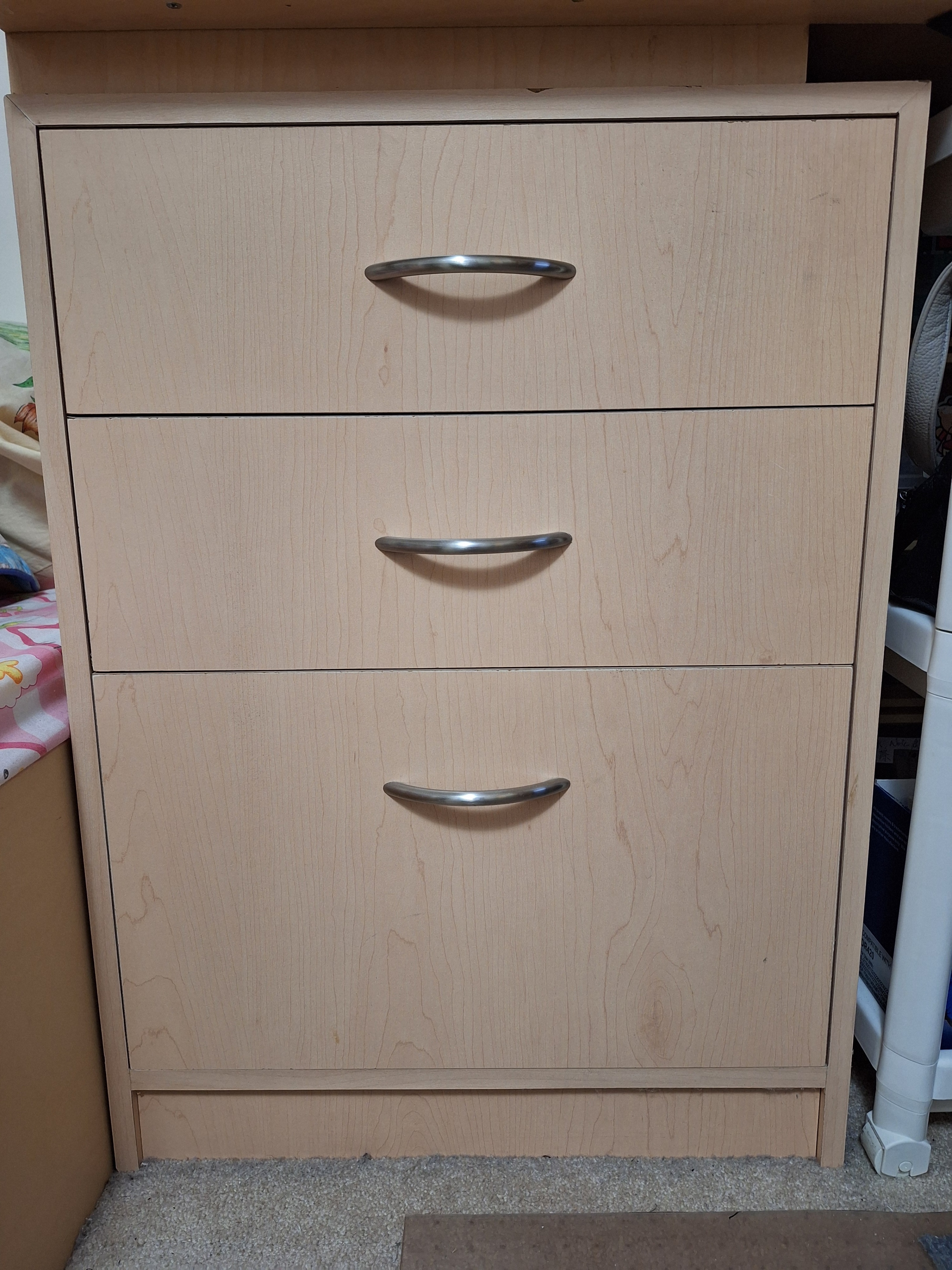 Wooden 3-Drawer Filing Cabinet