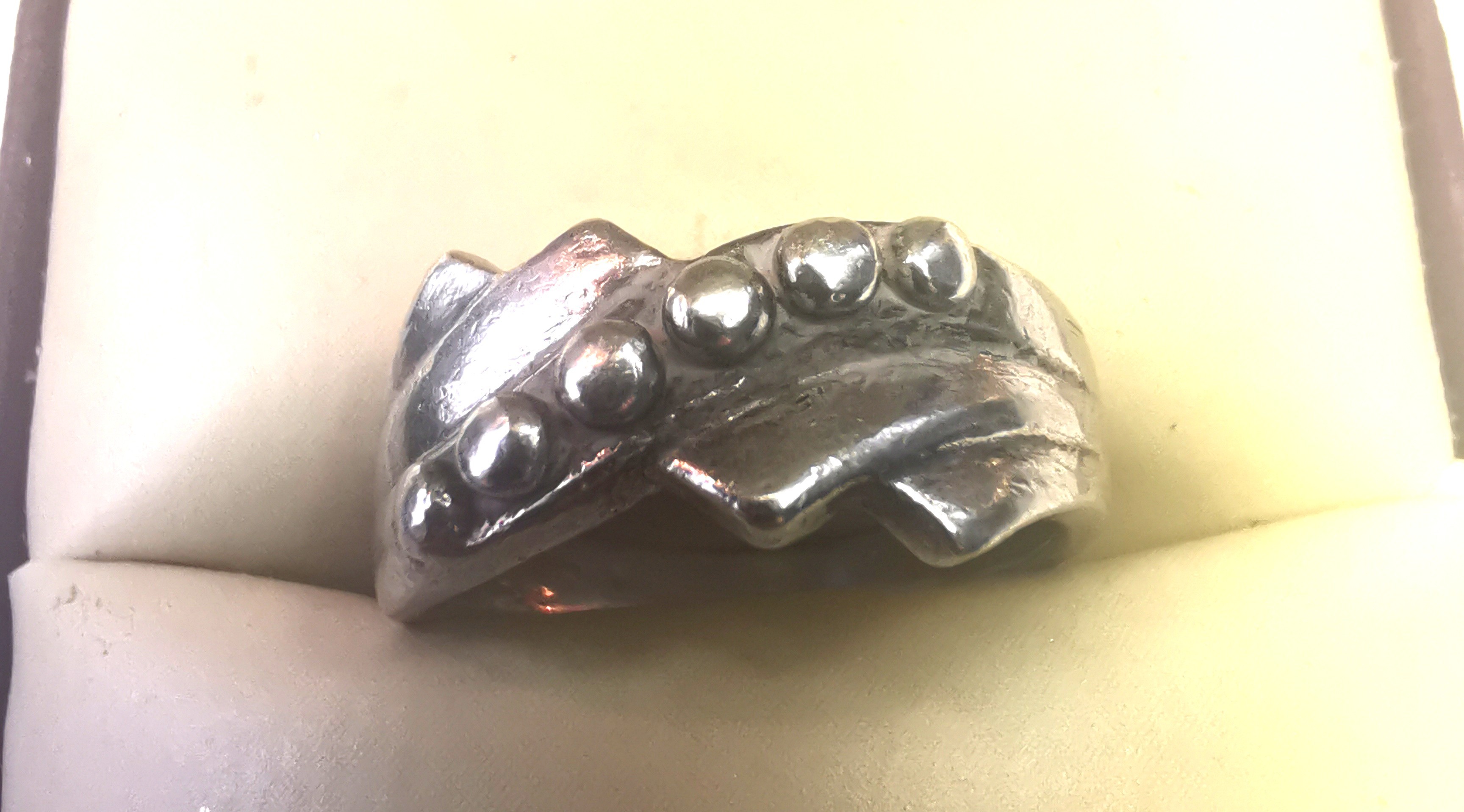 925 Sterling Silver Brutalist Sculptural Ring | Size 6.5 | 1970s - photo 2