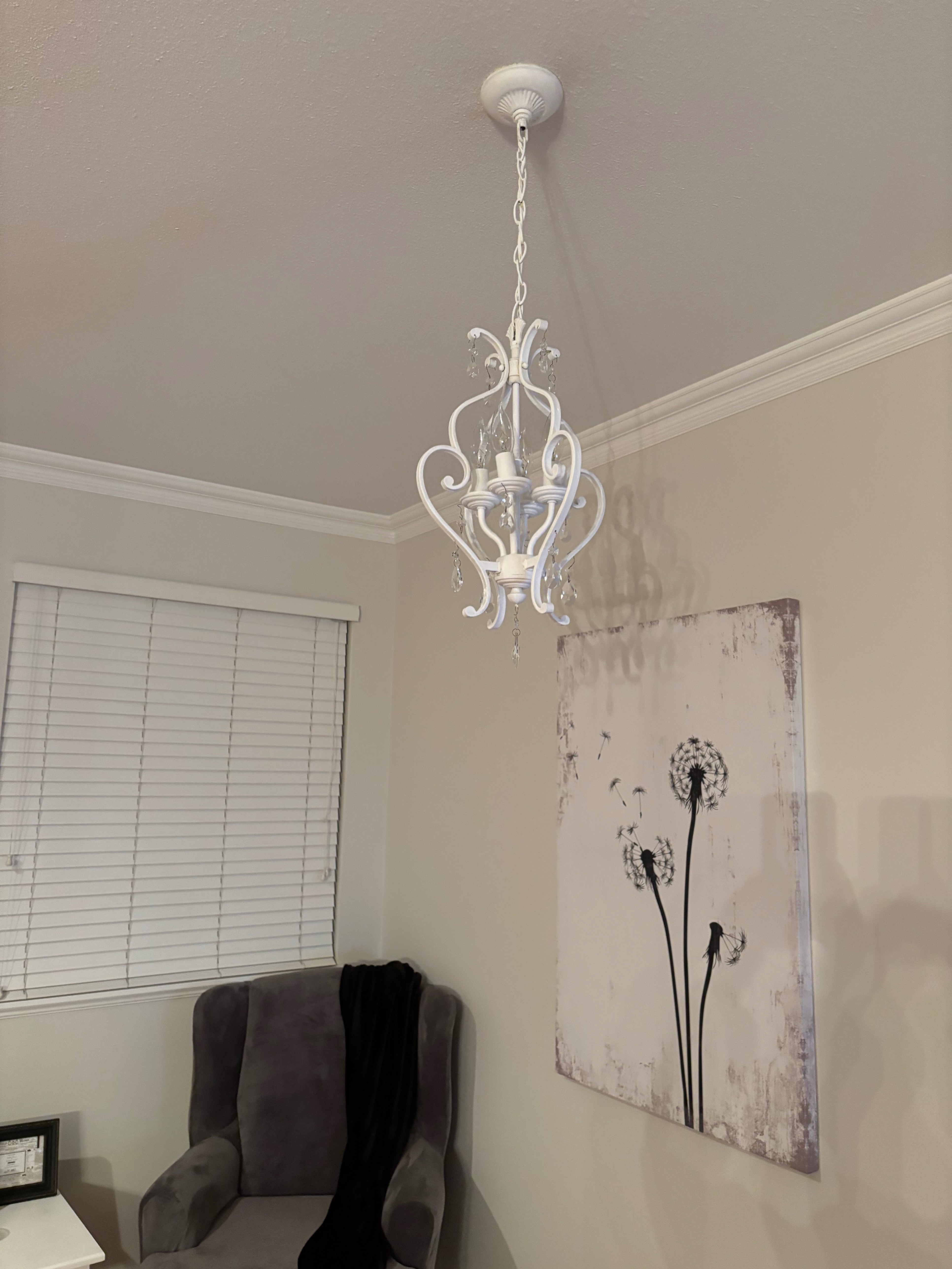 Distressed white metal crystal chandelier - photo 2