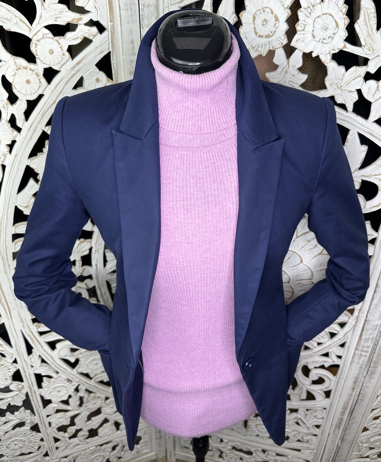 🥕 ZARA BASIC Womens Navy Blazer Jacket S One button 3 buttons - photo 5