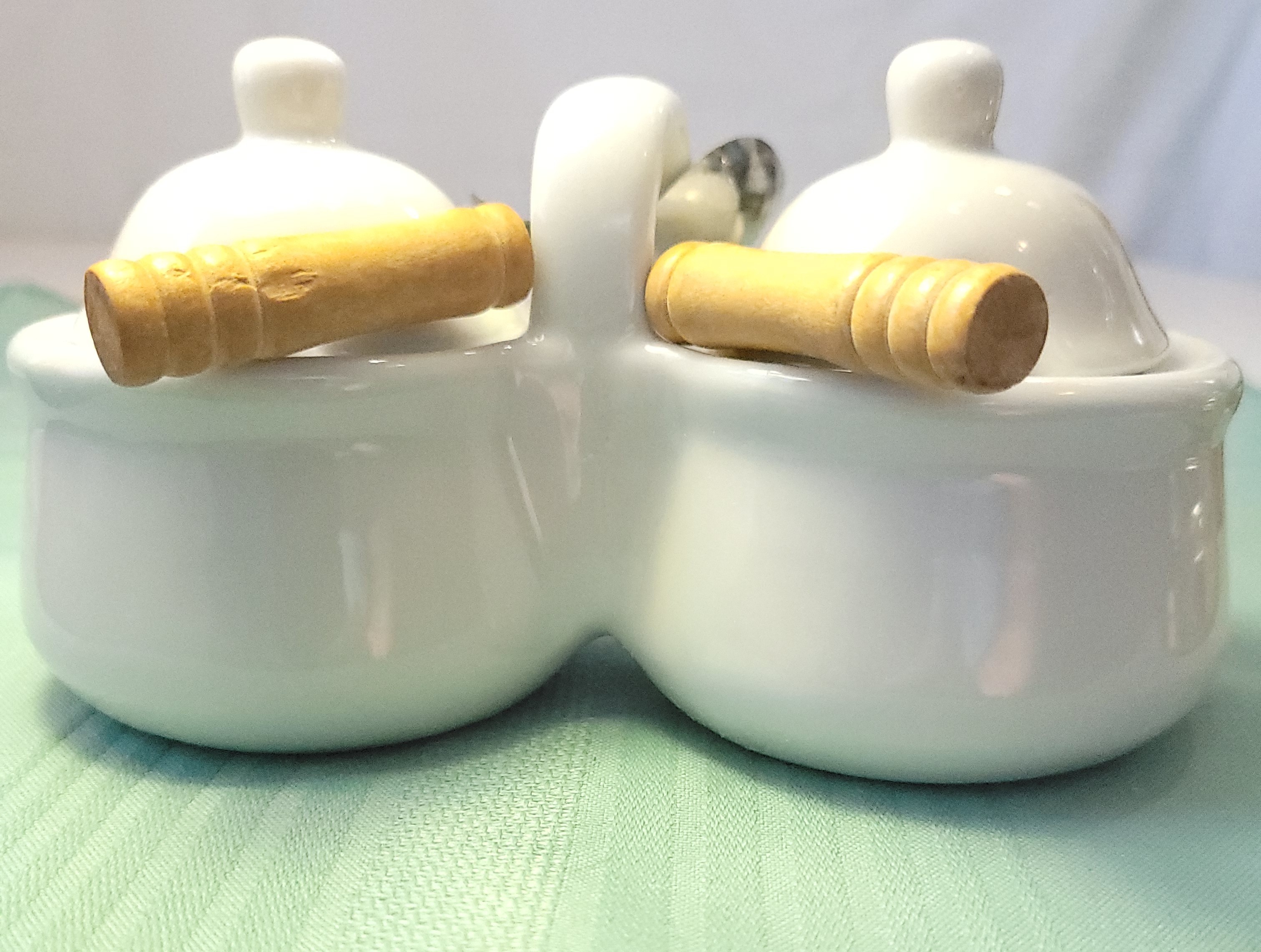 Vtg 1998 Houston Harvest White Ceramic Double Condiment - photo 3