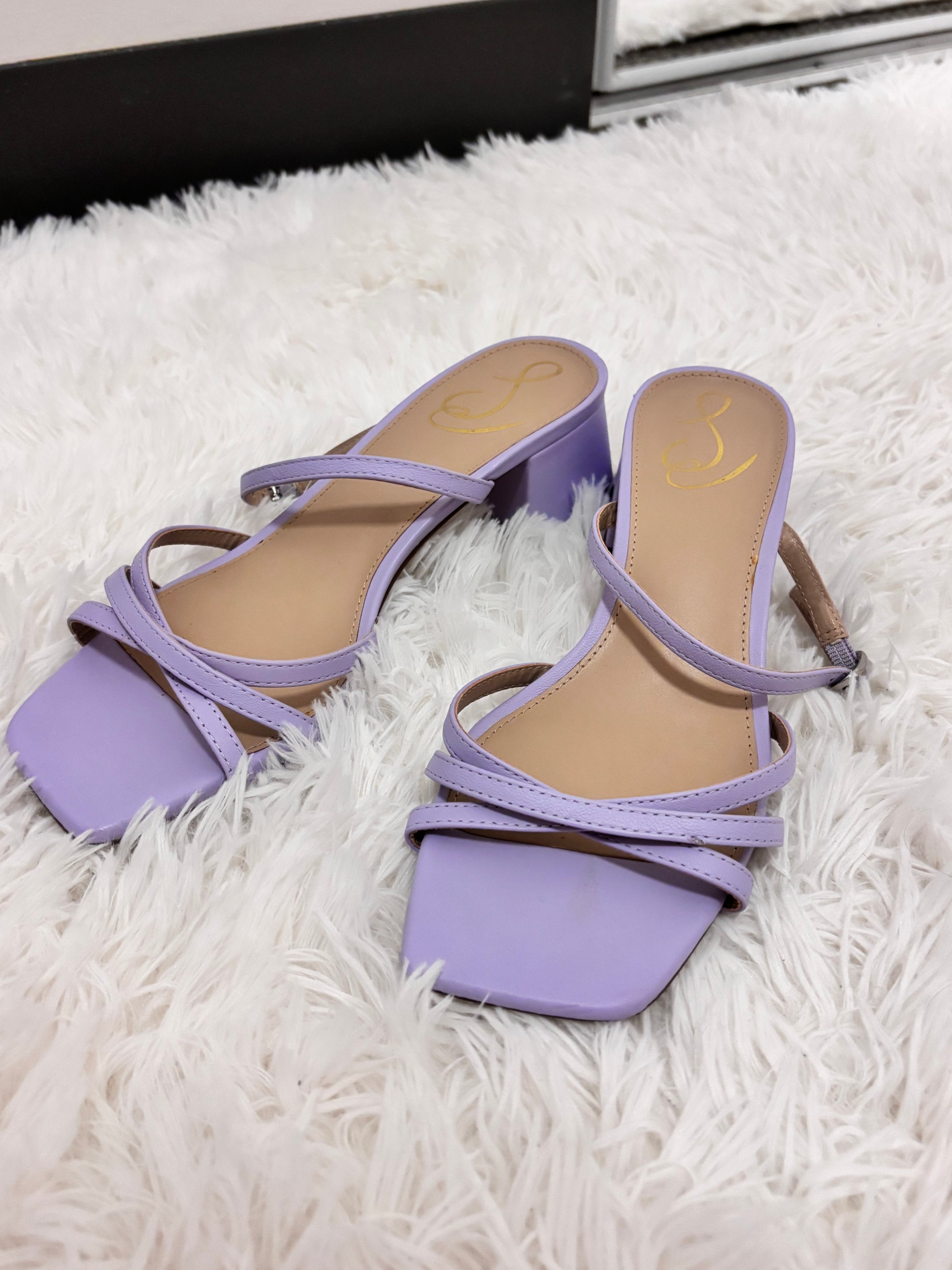 Sam Edelman Rachelle Strappy Heeled Mules Lavender Purple