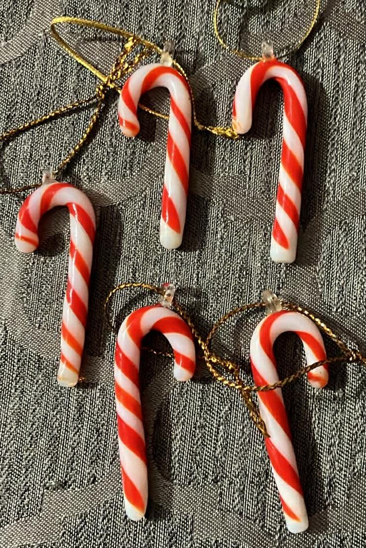 Candy Cane Glass Ornaments - 2 Inches