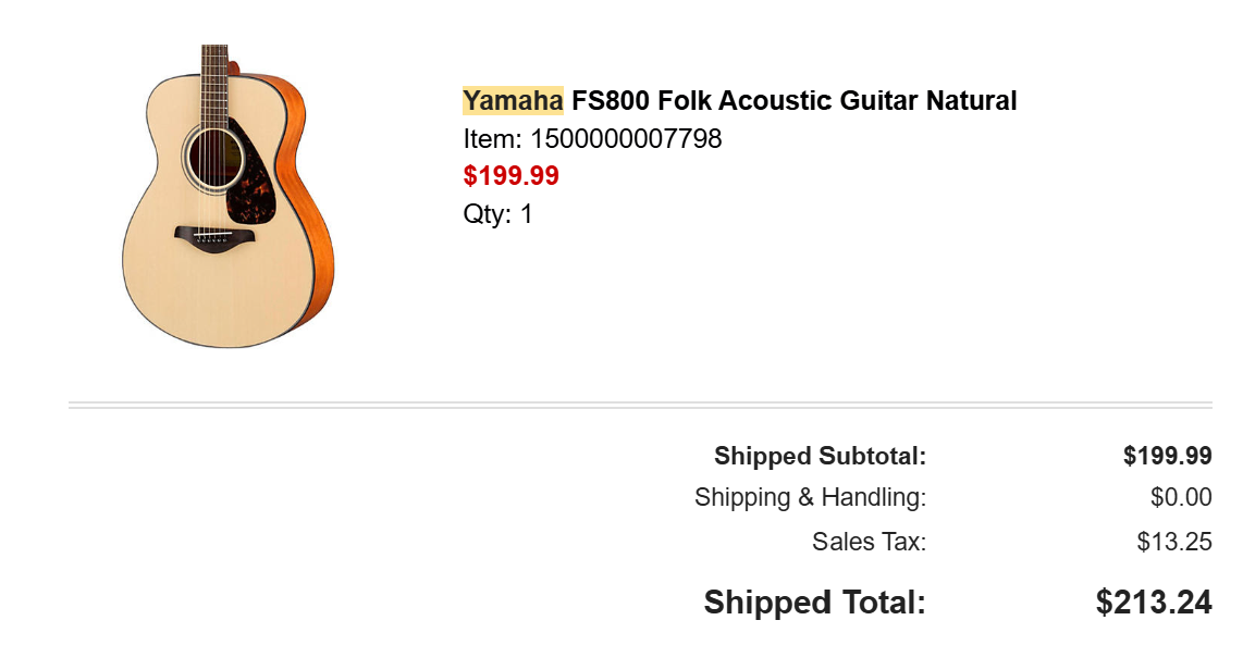 Yamaha FS800 Acoustic Guitar