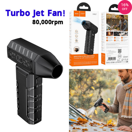 Hoco HX67 Ultra-High Speed Portable Force Jet Fan 80000RPM