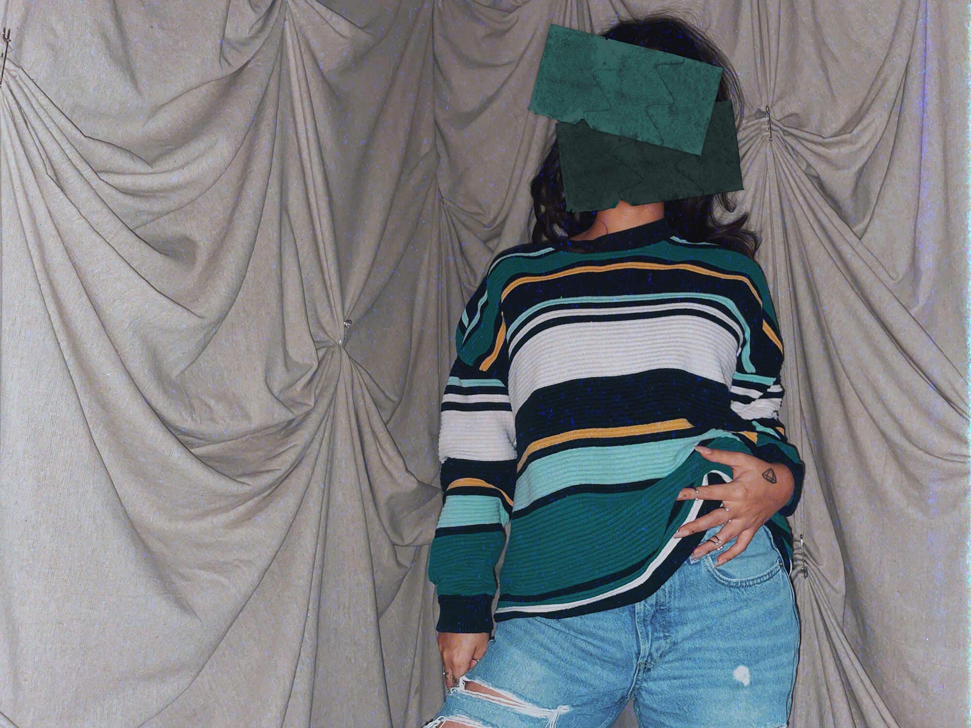 green boxy oversized sweater long sleeve crewneck shirt - photo 2