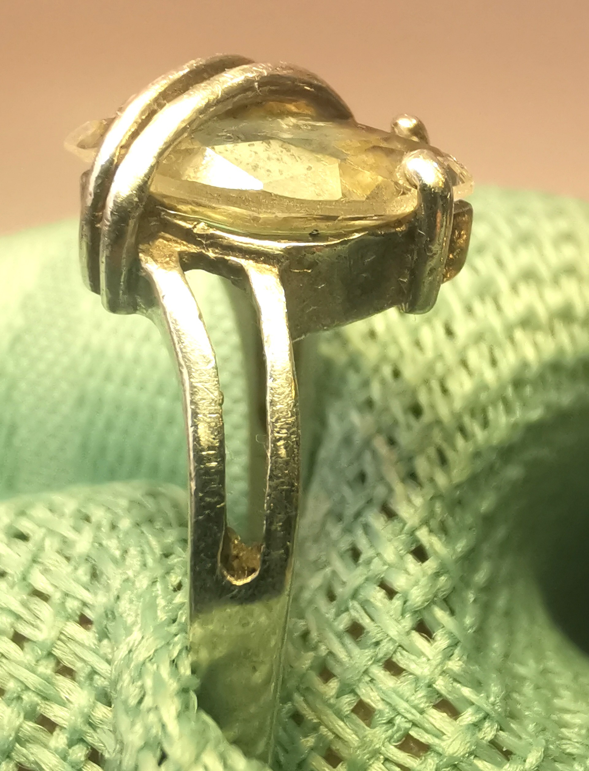 925 Sterling Silver Herkimer Quartz Bypass Ring Size 2 1990s - photo 5