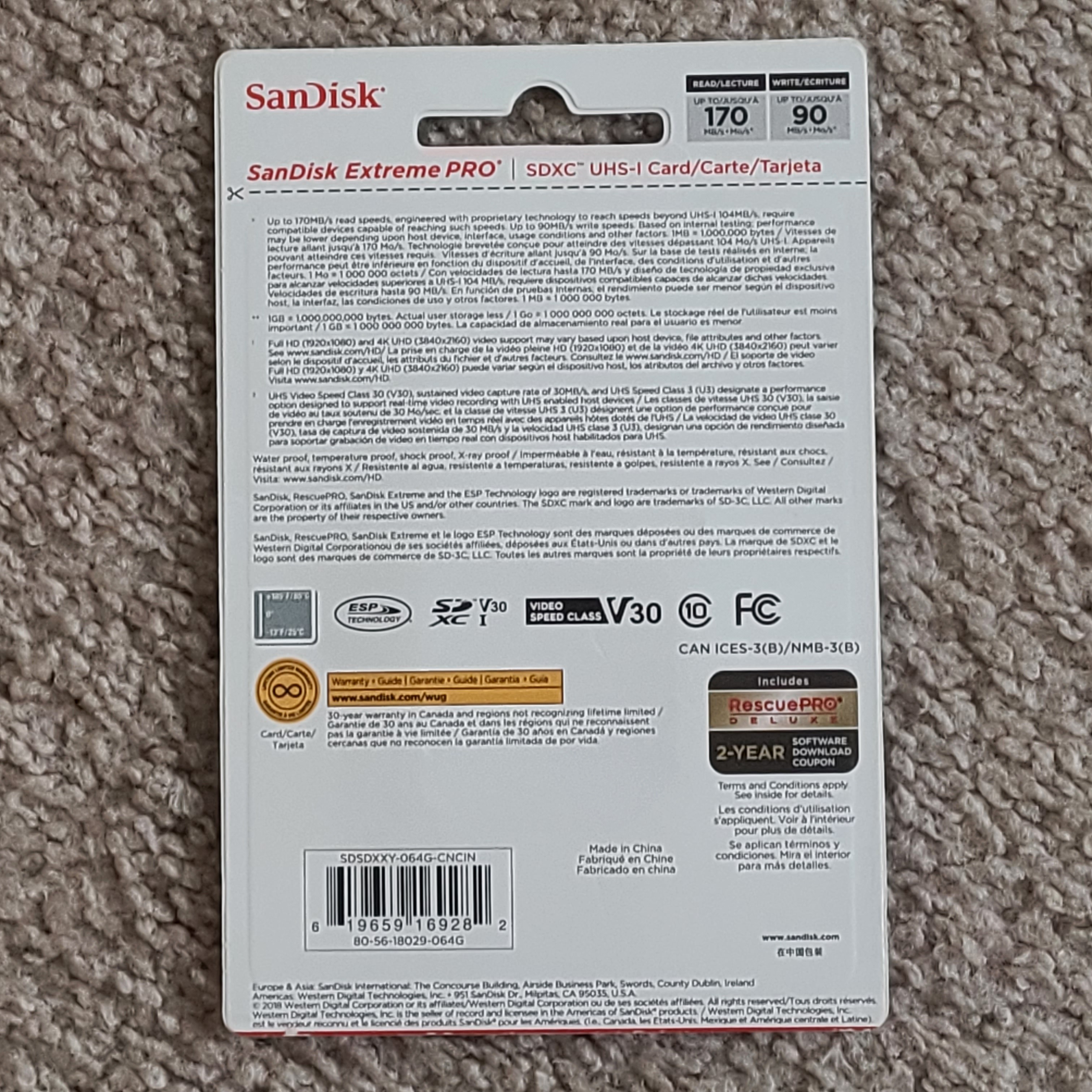 SanDisk Extreme PRO 64GB SDXC UHS-I SD Card - photo 3