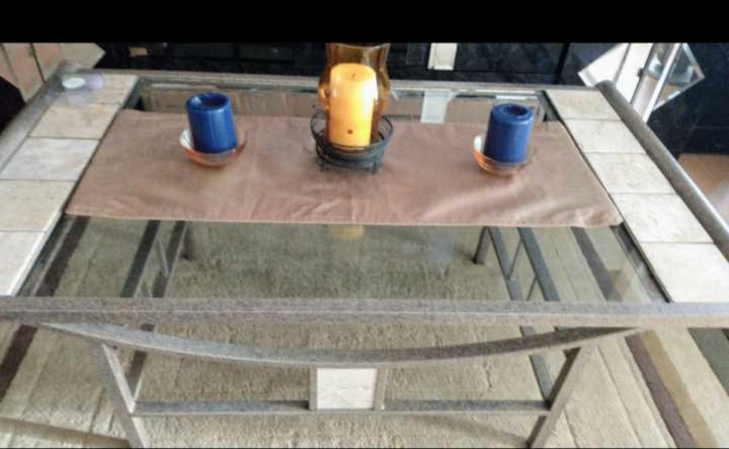 Glass Top Coffee Table & End Table with Marble Tile Accents - photo 3